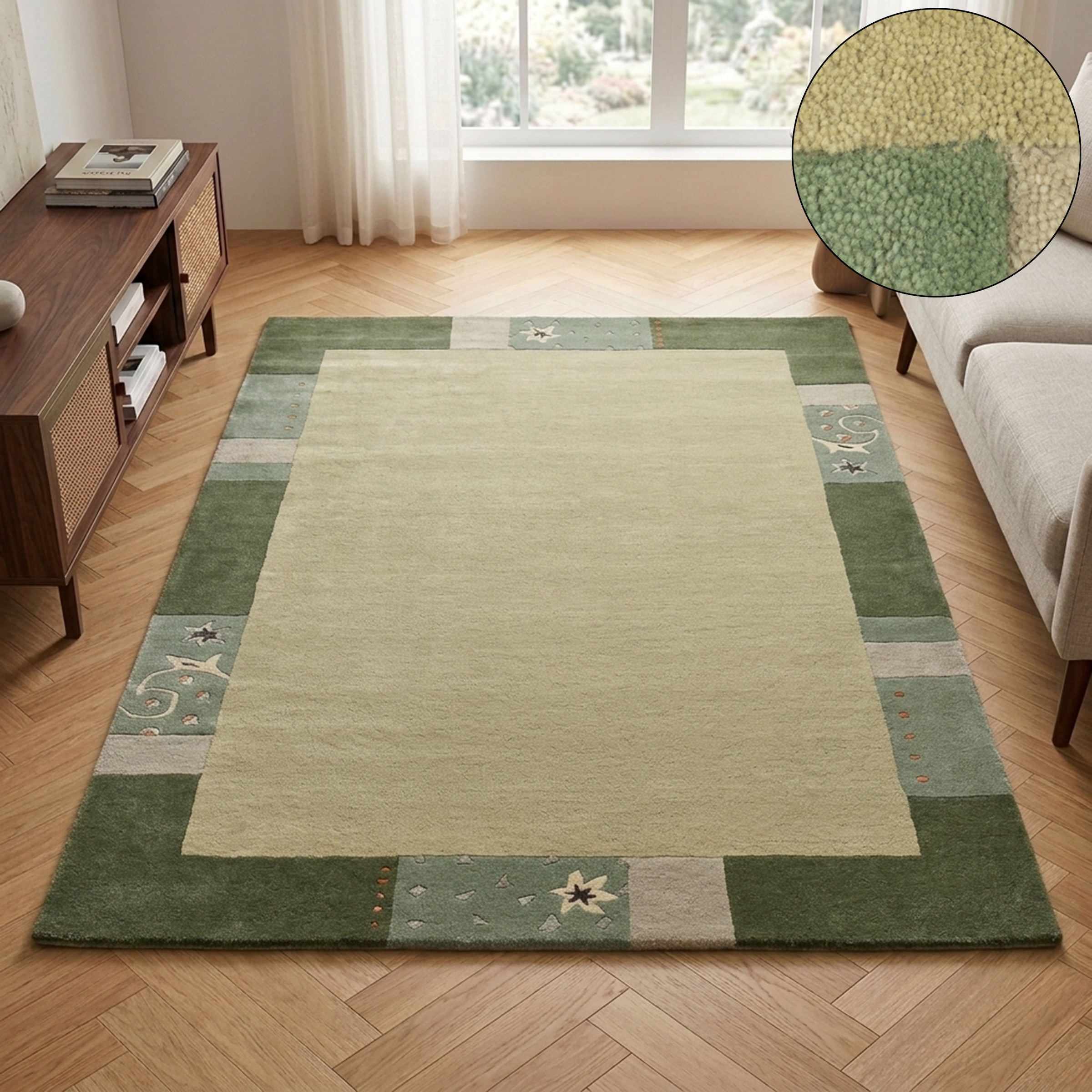 THEKO Wollteppich »Royal Ganges« rechteckig 13 mm Höhe 95% Wolle, mit Bordüre, auch in rund, Wohnzimmer, Schlafzimmer