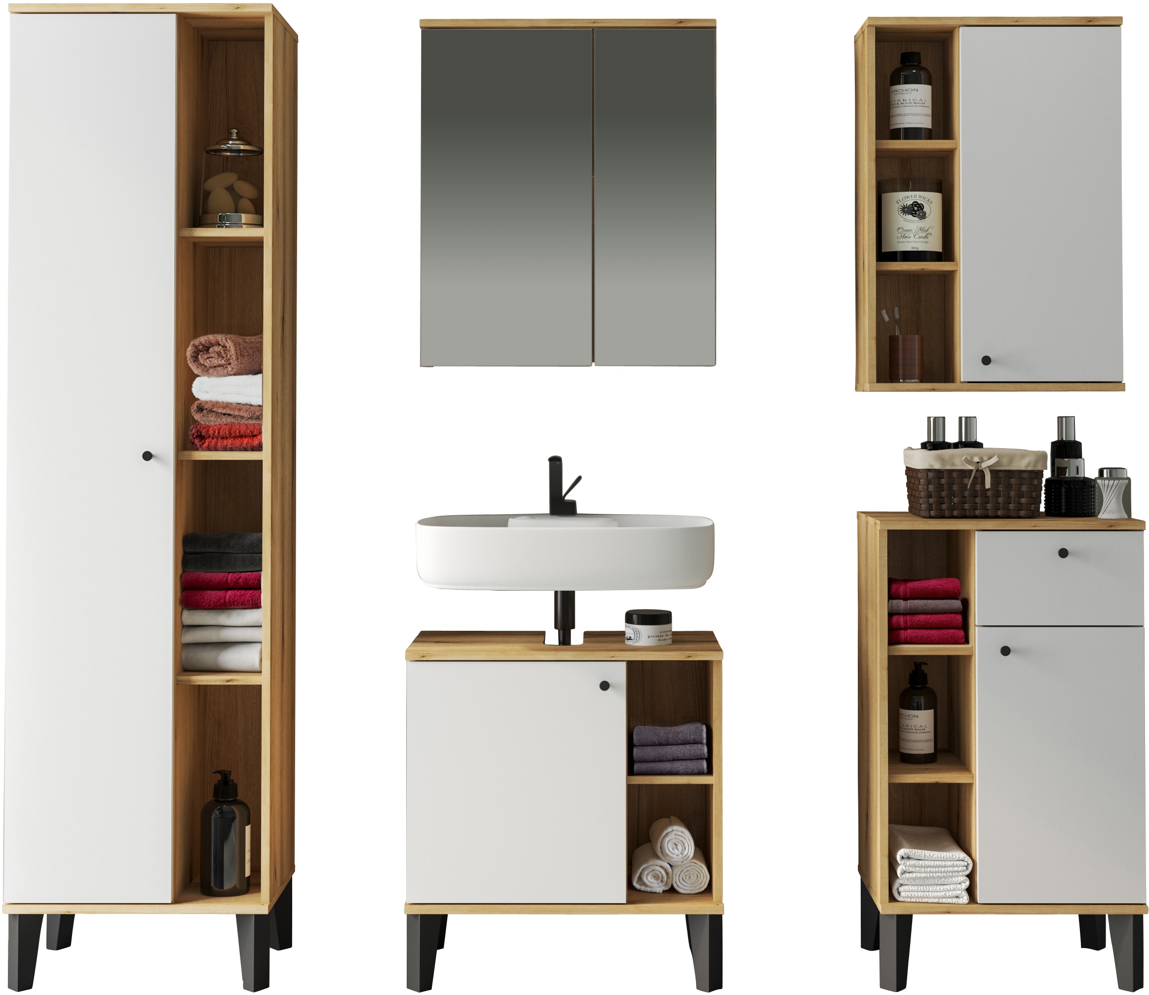 INOSIGN Badmöbel-Set »OSLO, Bad im skandinavischen Design, 5-teiliges Badez günstig online kaufen