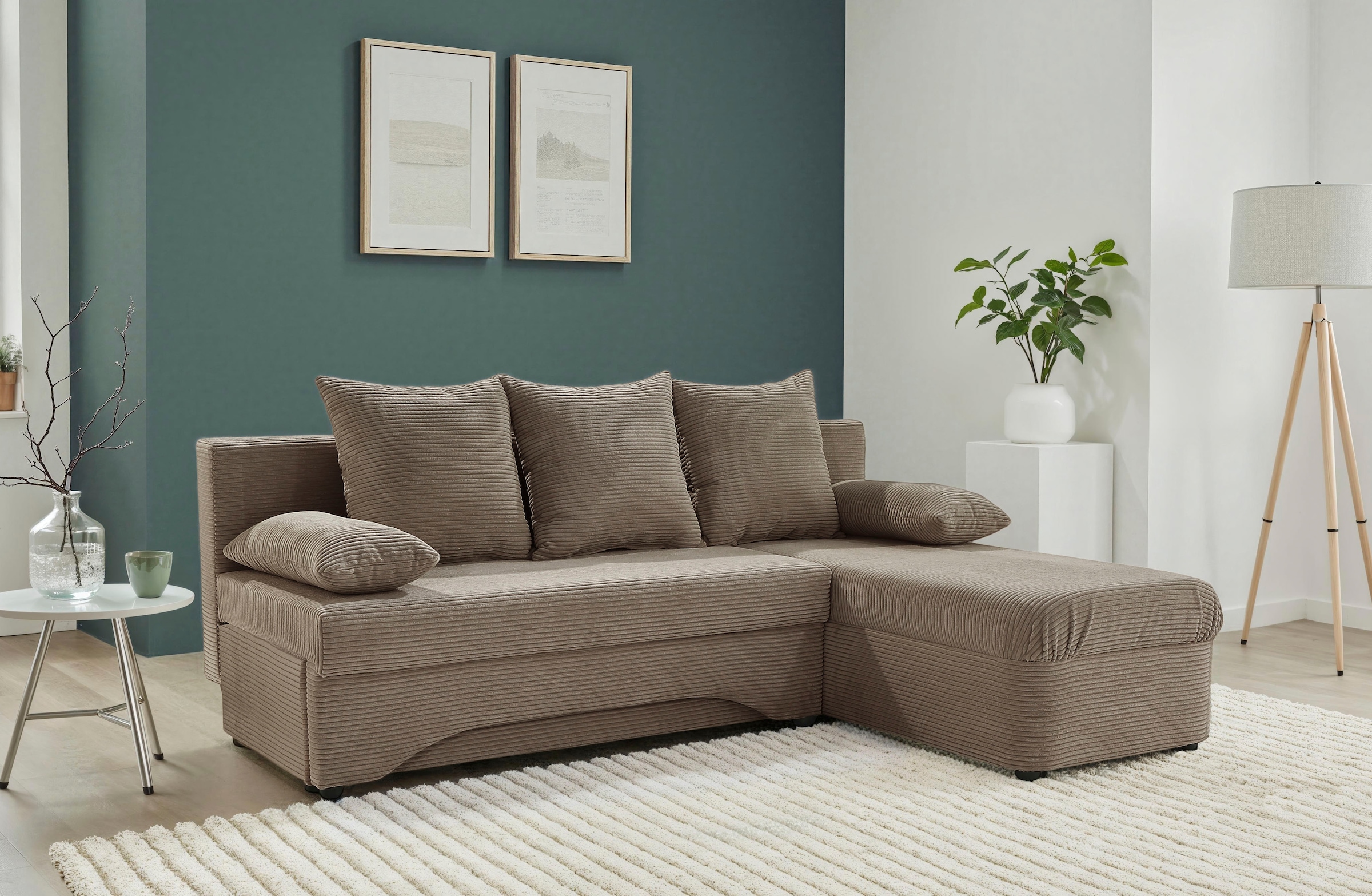 Jockenhöfer Gruppe Ecksofa »L-Form, B: 191 cm« mit Bettfunktion & Bettkasten