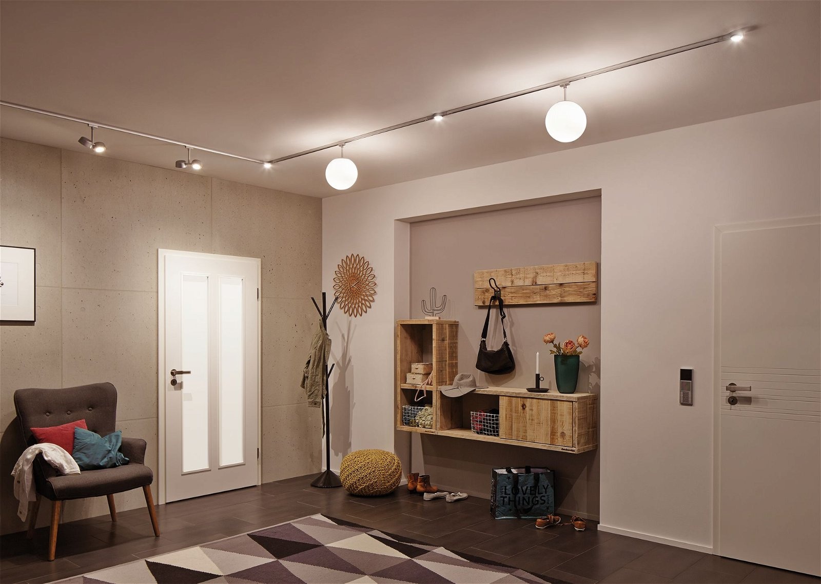 Paulmann Schienensystem-Leuchten »URail Schienenspot Pellet 2x350lm 2x6,7W 2700K 230V Chrom matt, Weiß«, dimmbar, Doppelspot