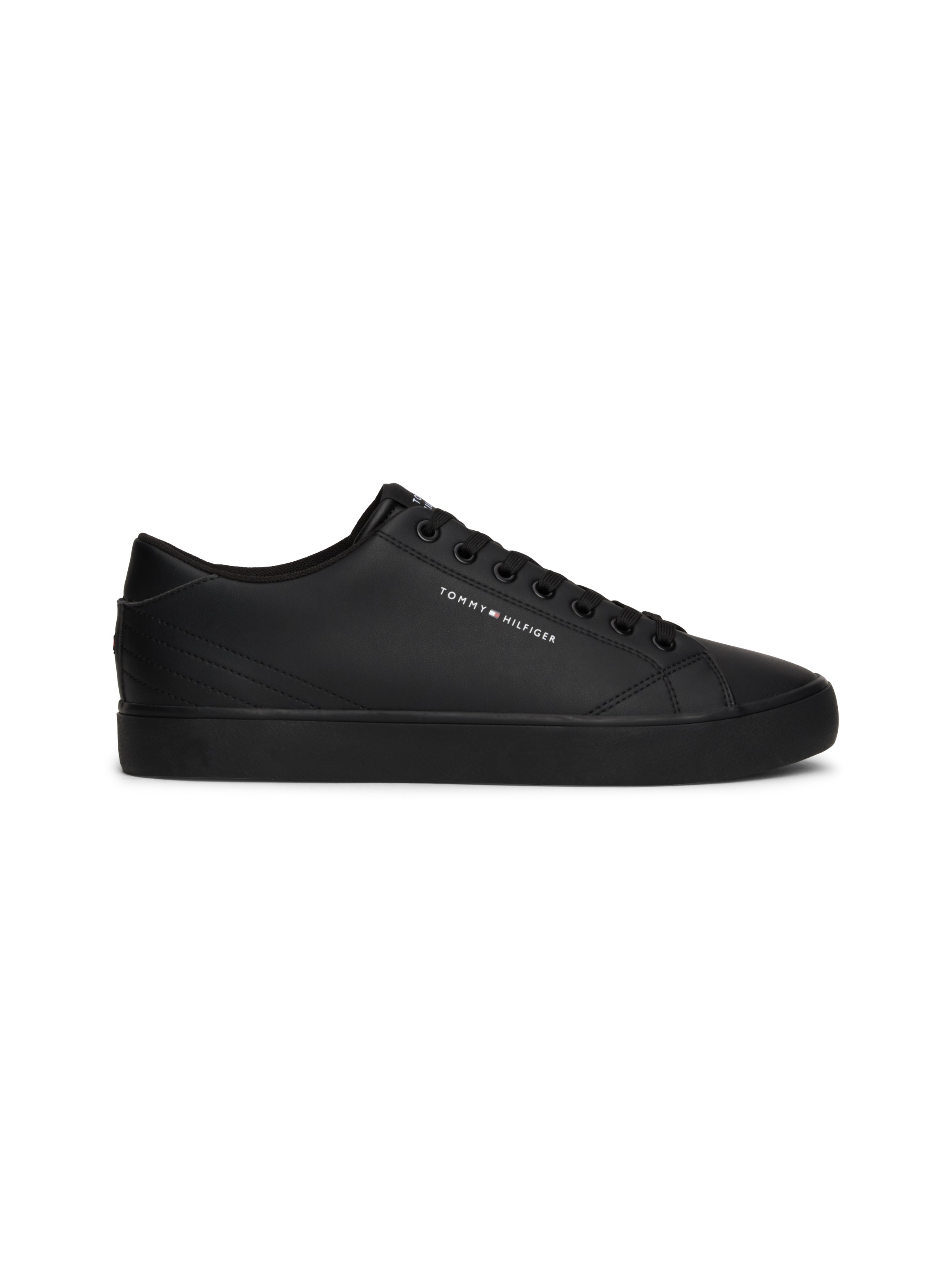 Tommy Hilfiger Sneaker »TH HI VULC CORE LOW LEATHER ESS«, Freizeitschuh, Halbschuh, Schnürschuh mit Ziernähten an der Ferse