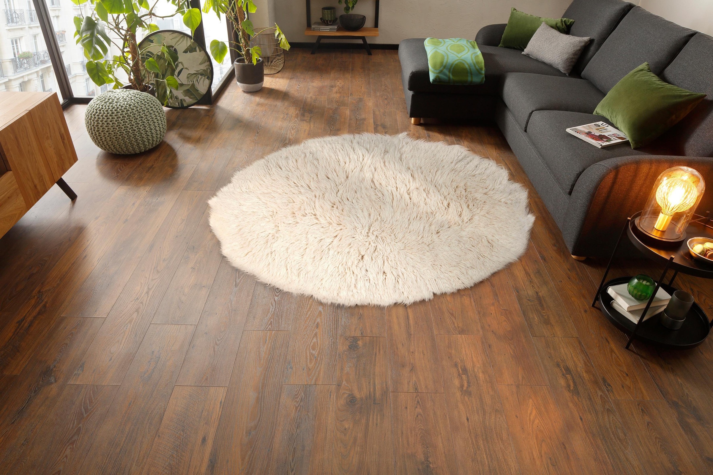 THEKO Wollteppich »Flokos 2«, oval, 61 mm Höhe, Flokati, Hochflor, Uni Farben, reine Wolle, handgewebt
