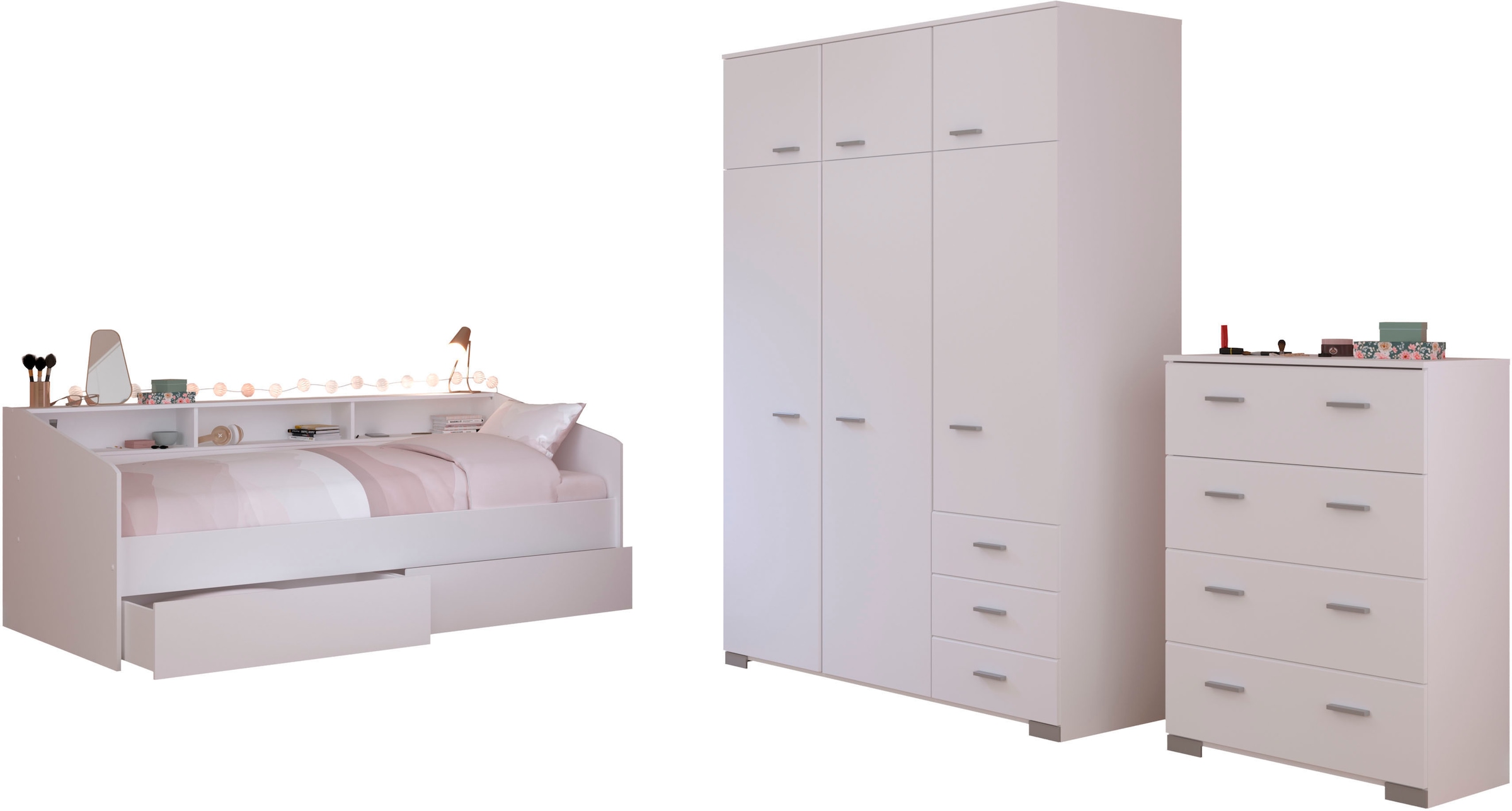 Parisot Jugendzimmer-Set »Sleep 41«, (Set, 4 tlg.), Rückwände der Fächer am Bett drehbar