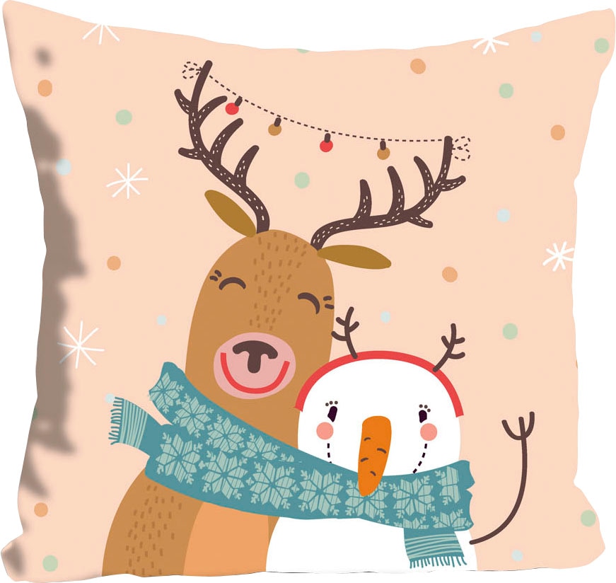 queence Dekokissen »Noel«, mit einem Rentier und Schneemann günstig online kaufen