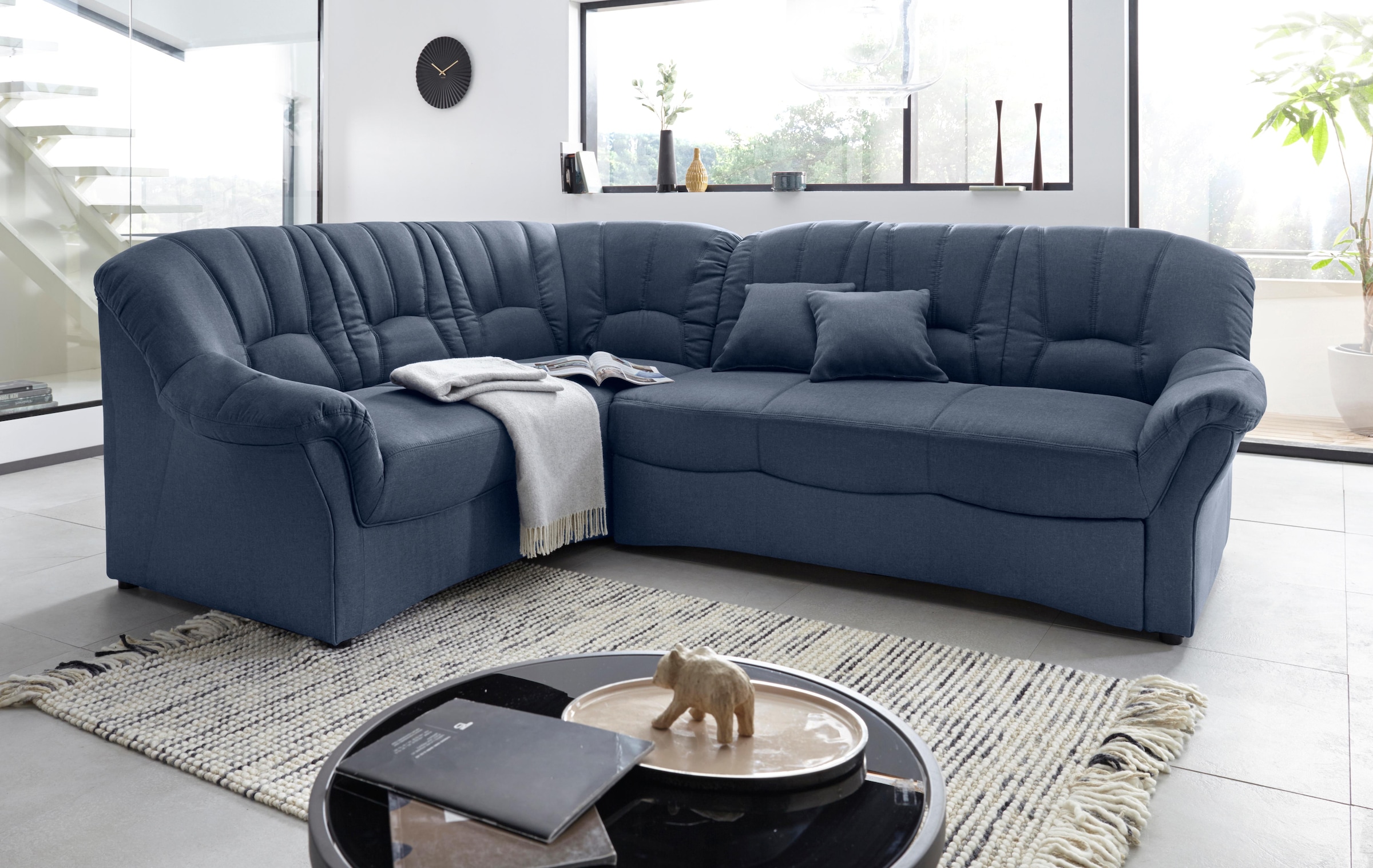 DOMO collection Ecksofa »Bahia, zeitlos und elegant, bequeme Armlehnen, L-Form«, wahlweise mit Bettfunktion