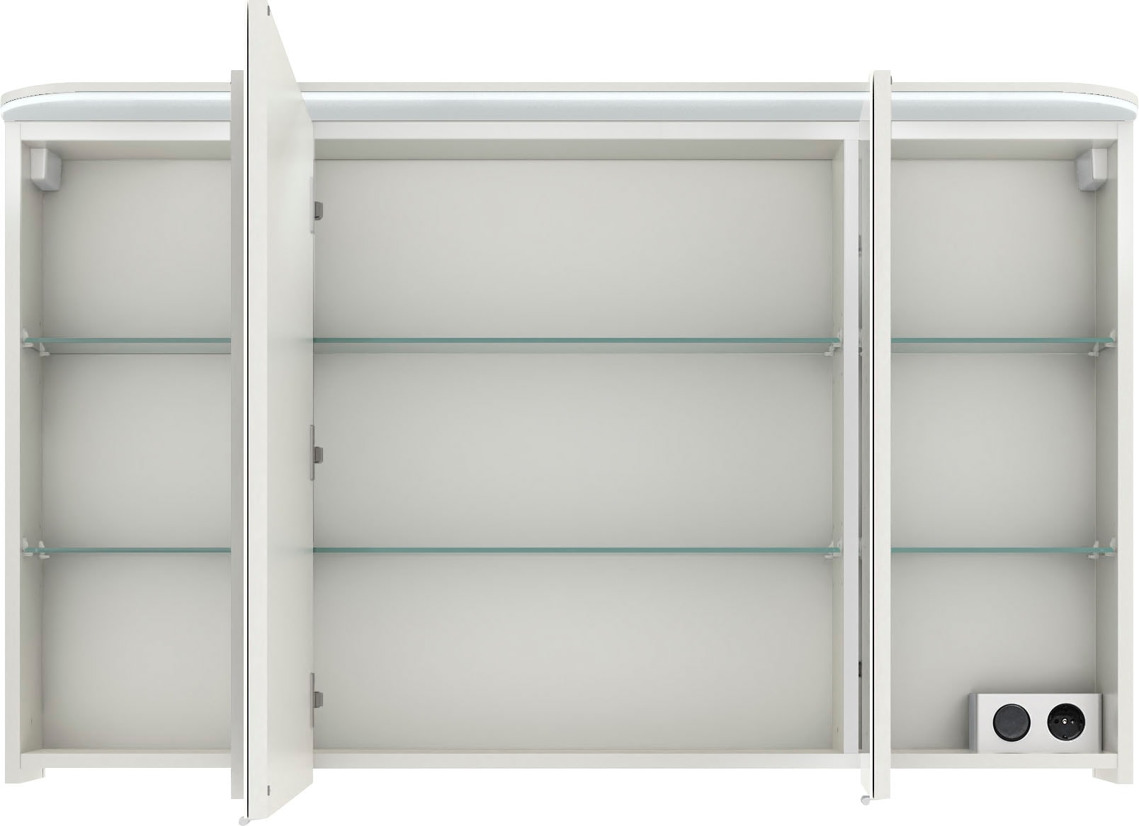 Saphir Spiegelschrank »Balto Sprint Badschrank mit LED-Lichtkranz, 120 cm breit, 3 Türen«, Schalter-/ Steckdosenkombination, inkl. Türdämpfer, 987LM, 12V LED