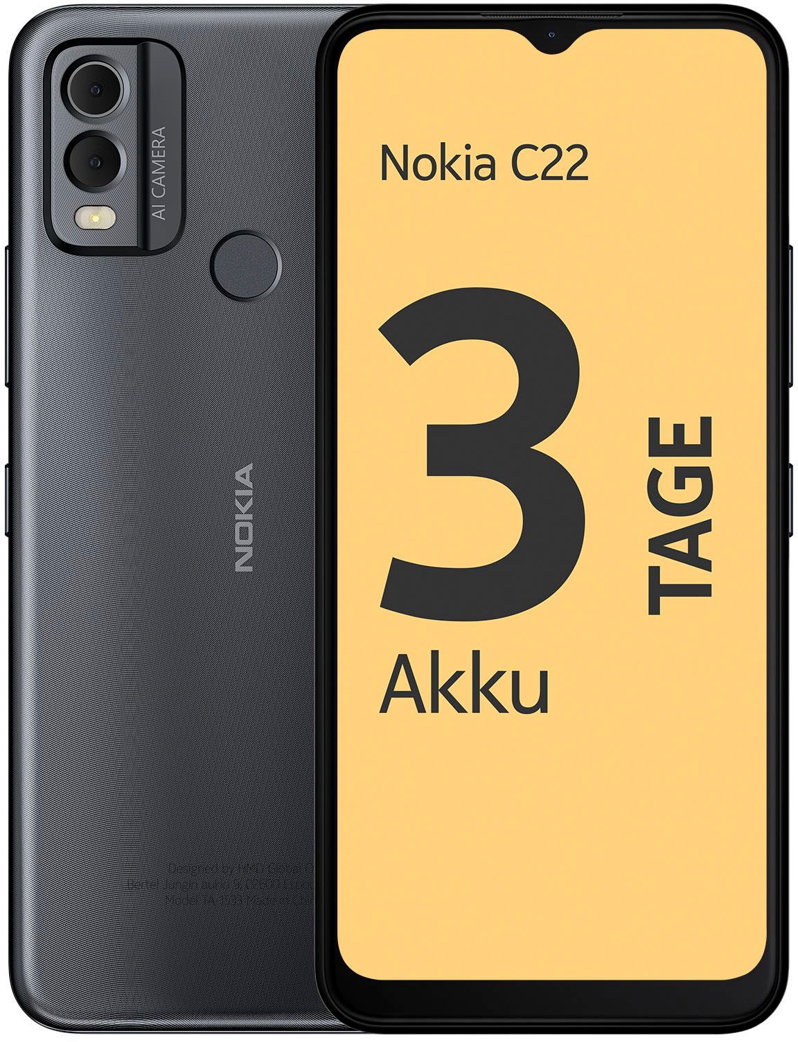 Nokia Smartphone »C22, 2+64GB«, Midnight Black, 16,56 cm/6,52 Zoll, 64 GB Speicherplatz, 13 MP Kamera