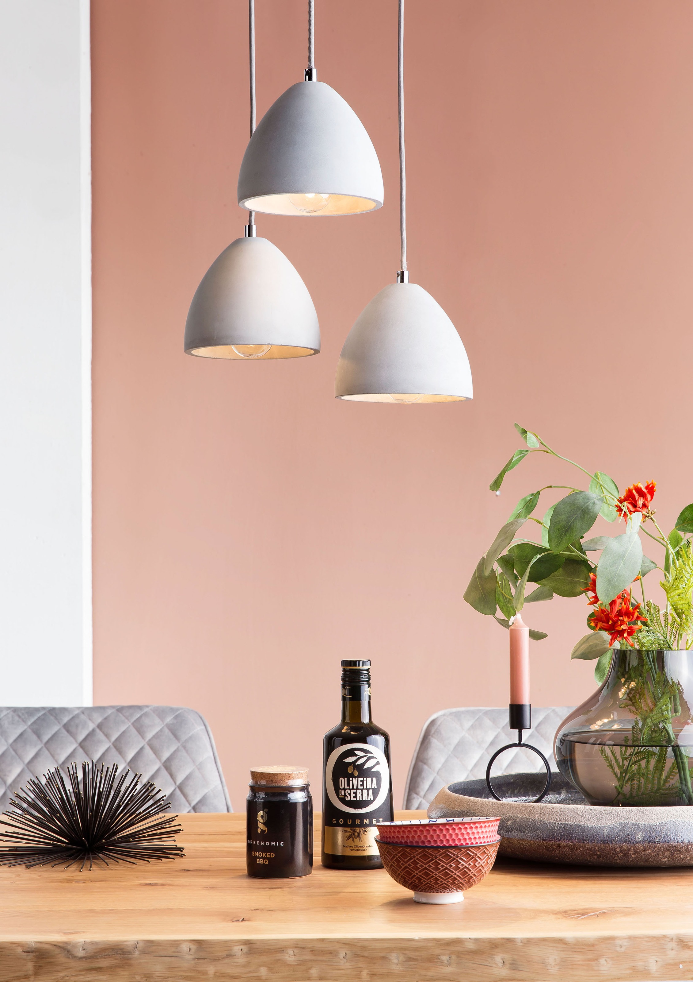 SalesFever Hängeleuchte »Thea« E27 3x Lampenschirme aus Beton günstig online kaufen