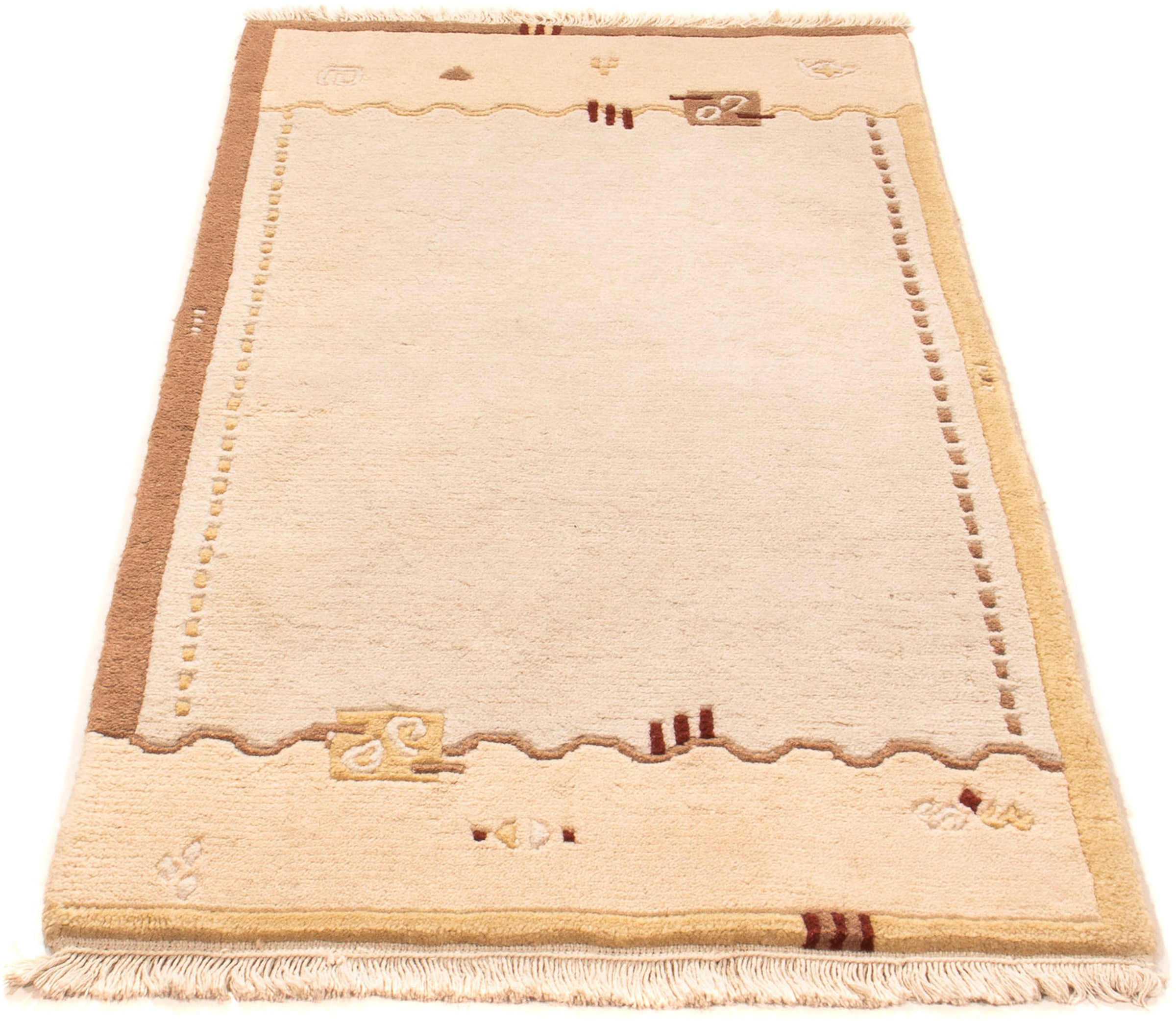 morgenland Wollteppich »Nepal - 140 x 70 cm - beige«, rechteckig, 18 mm Höh günstig online kaufen