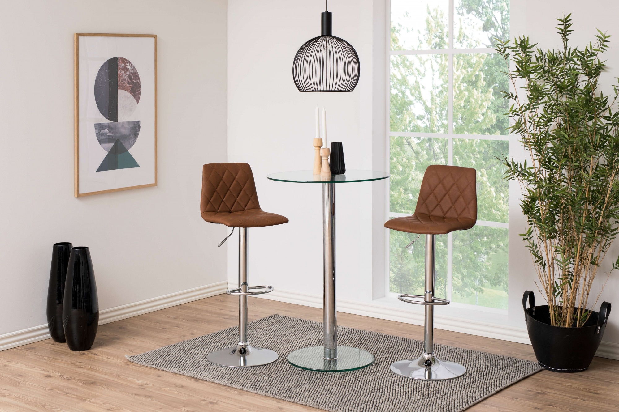 ACTONA GROUP Barhocker »Emu«, Barstuhl, PU Lederoptik, Braun, Trompetenfuß, Sitzhöhe: 61-82 cm
