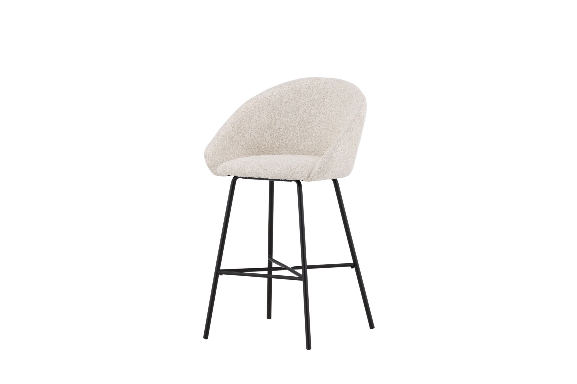 Venture Home Barhocker »Velvet, 2er-Set Barhocker mit weißem Teddy-Sitz, belastbar bis 150 kg« 2 Stk. tlg. Tresenstuhl, Plüsch-Bezug, schwarzer Stahlrahmen, Fußstütze, kuschelig