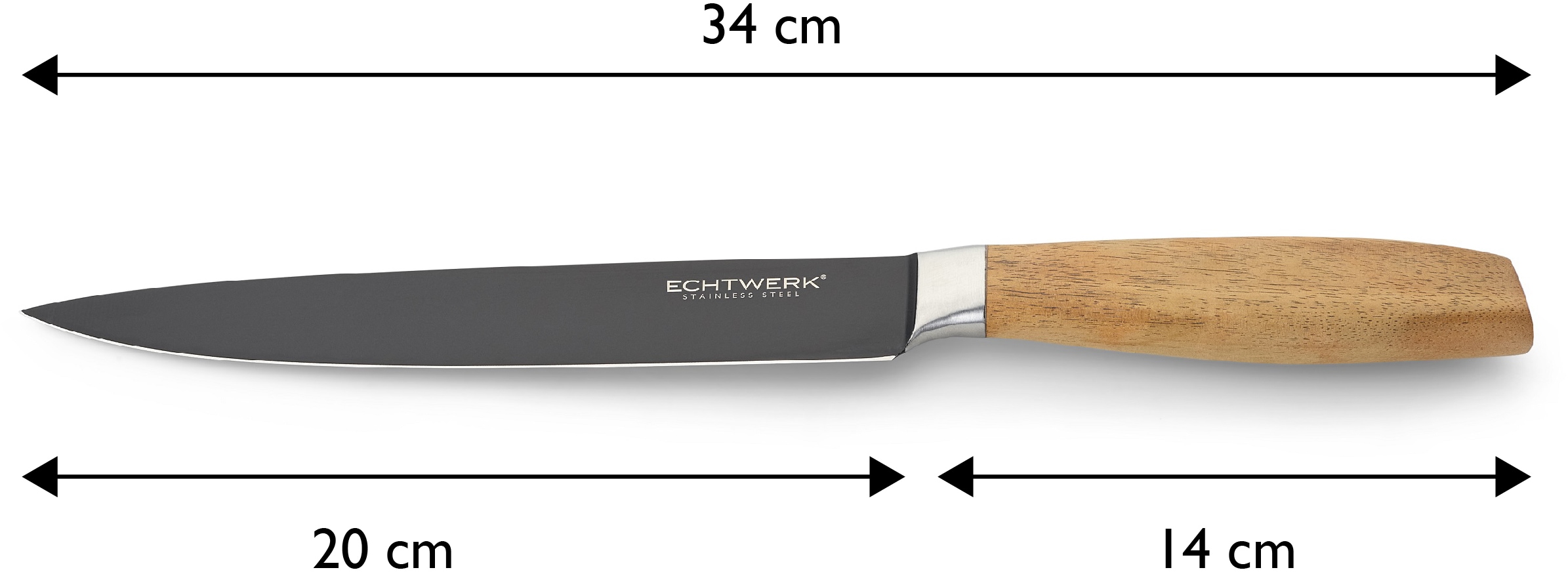 ECHTWERK Fleischmesser »Classic«, (1 tlg.), aus hochwertigem Stahl, Akazienholzgriff, Black-Edition, 20 cm