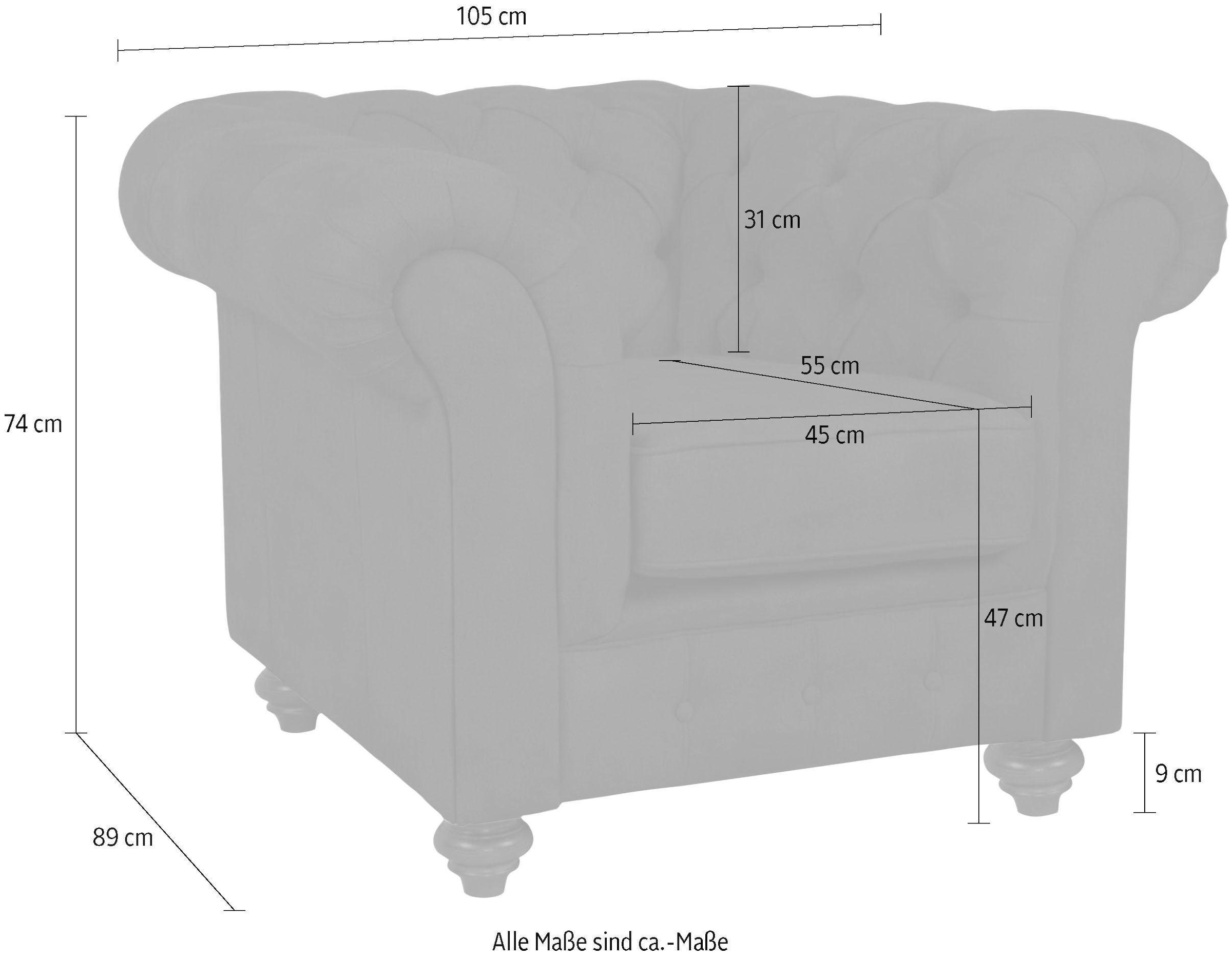 Home affaire Sessel »Duc Chesterfield«, hochwertige Knopfheftung im Rücken, Samtoptik mit changierender Optik