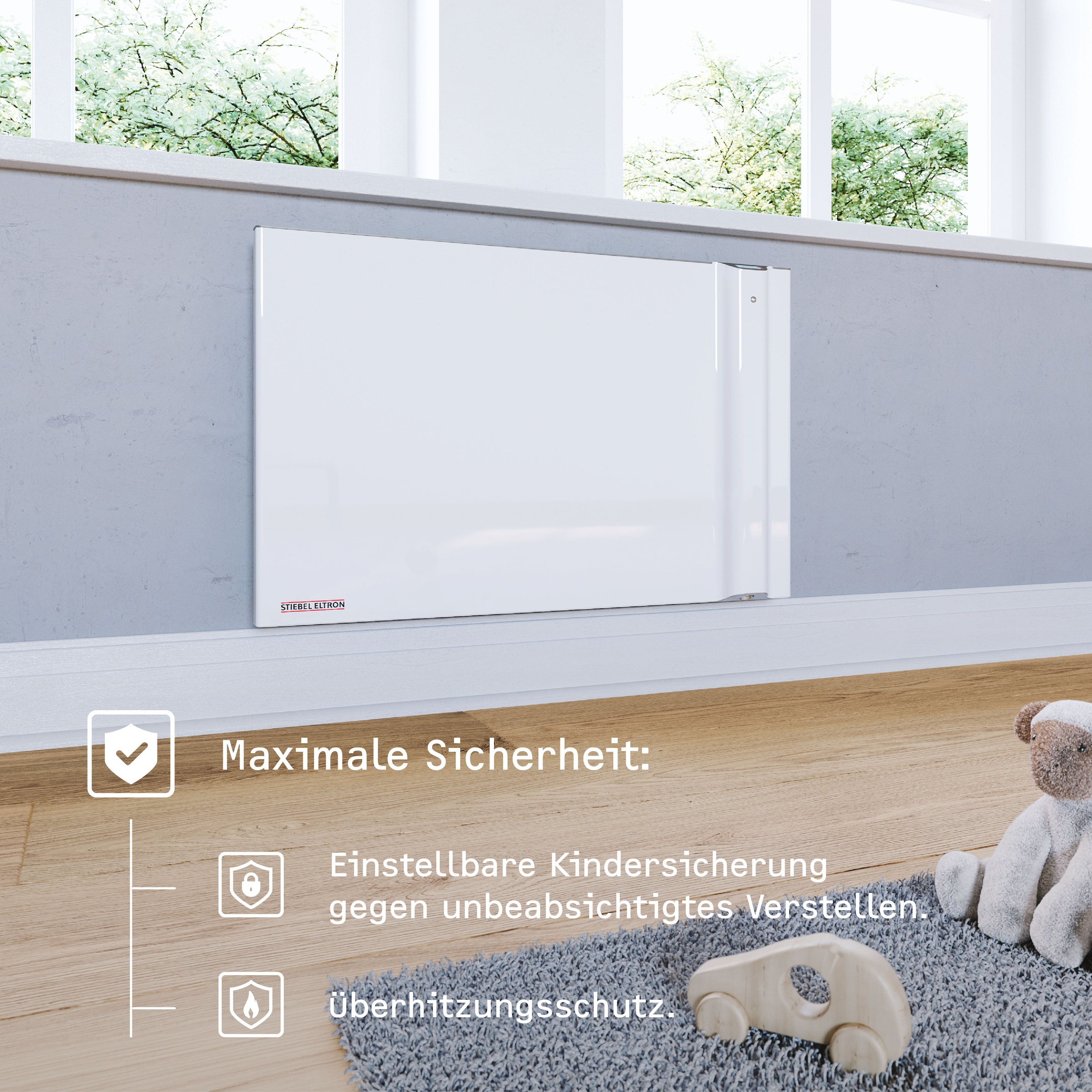 STIEBEL ELTRON Konvektor »»CND 75«, Duo Wandkonvektor, Elektroheizung energiesparend, 0,75 kW«, für ca. 9 m², LCD-Display, Wochentimer, ohne Stecker, Festanschluss