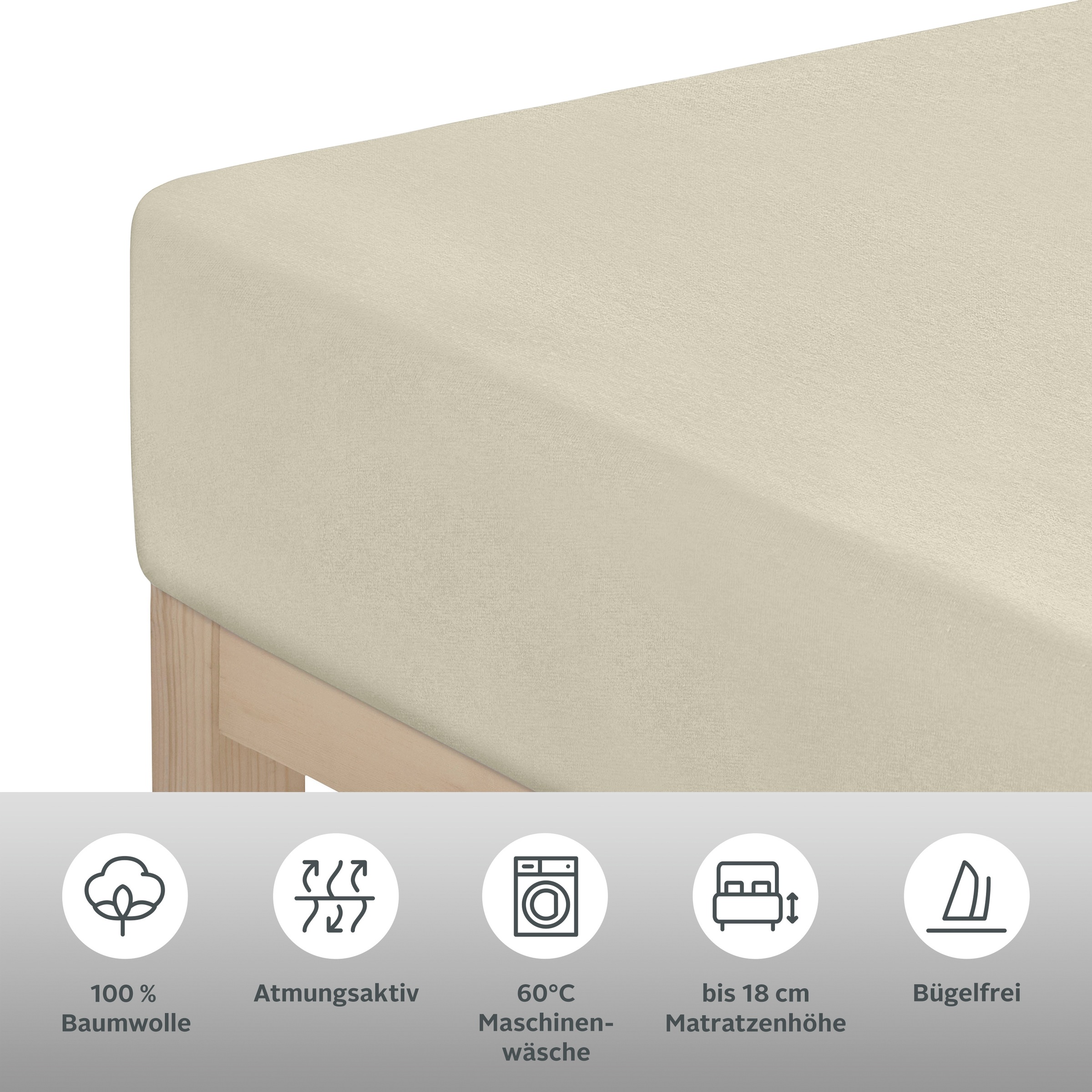 OTTO home Spannbettlaken »PHYSALIS in BASIC und PREMIUM Qualität, 100% Baumwolle« für Matratzen bis 18 cm Höhe, Bettlaken, Spannbetttuch, pflegeleicht