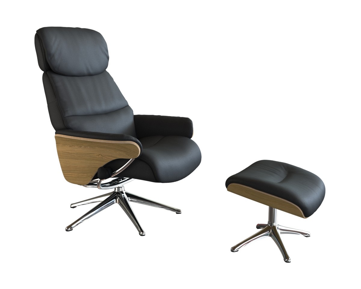 FLEXLUX Relaxsessel »Aarhus, Funktionsessel, Polstersessel, Armlehne, TV-Fernsehsessel,«, Relaxfunktion & Kopf- Rückenverstellung, Armlehne Eiche, Fuß Alu