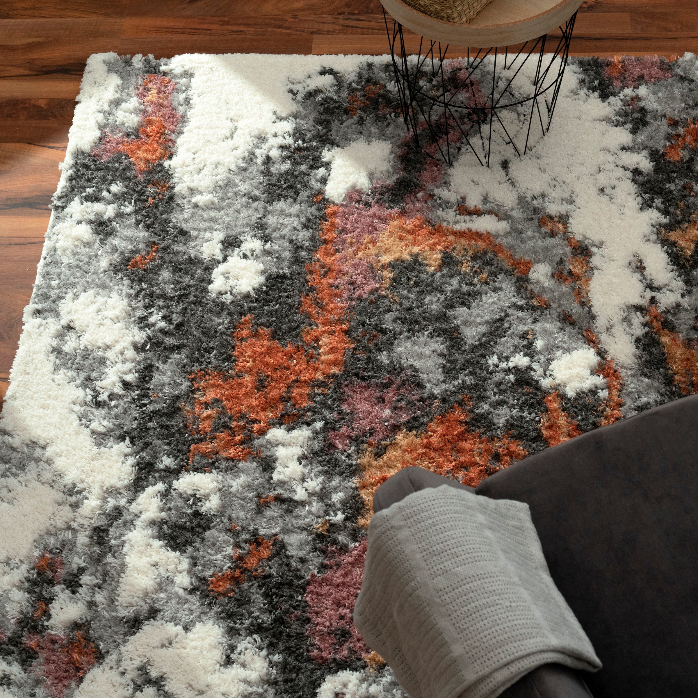Paco Home Hochflor-Teppich »Vincenza 281«, rechteckig, 34 mm Höhe, samtweich und kuschelig, modernes Design, Used Look