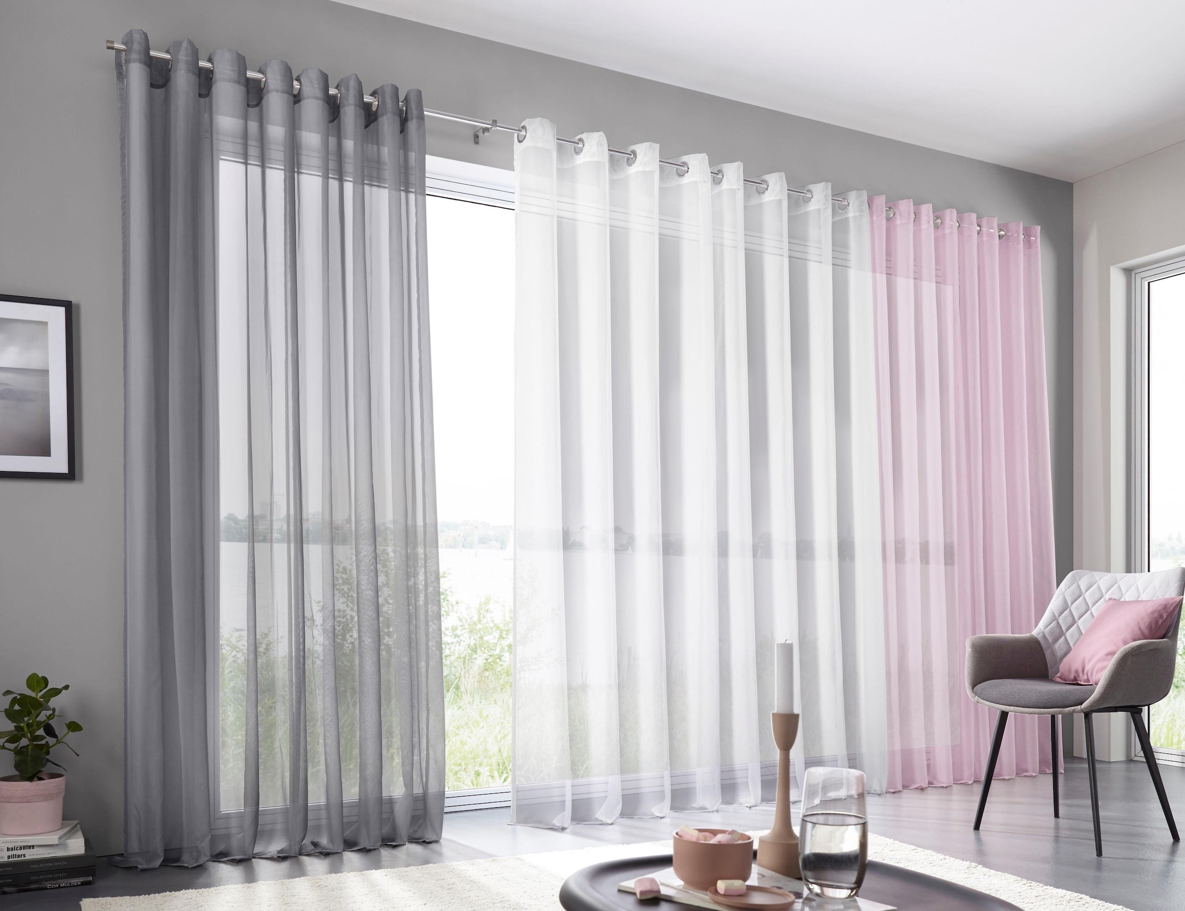 »XANA«, (1 im my Polyester, einfarbig St.), transparent, Gardine home Voile, %Sale jetzt