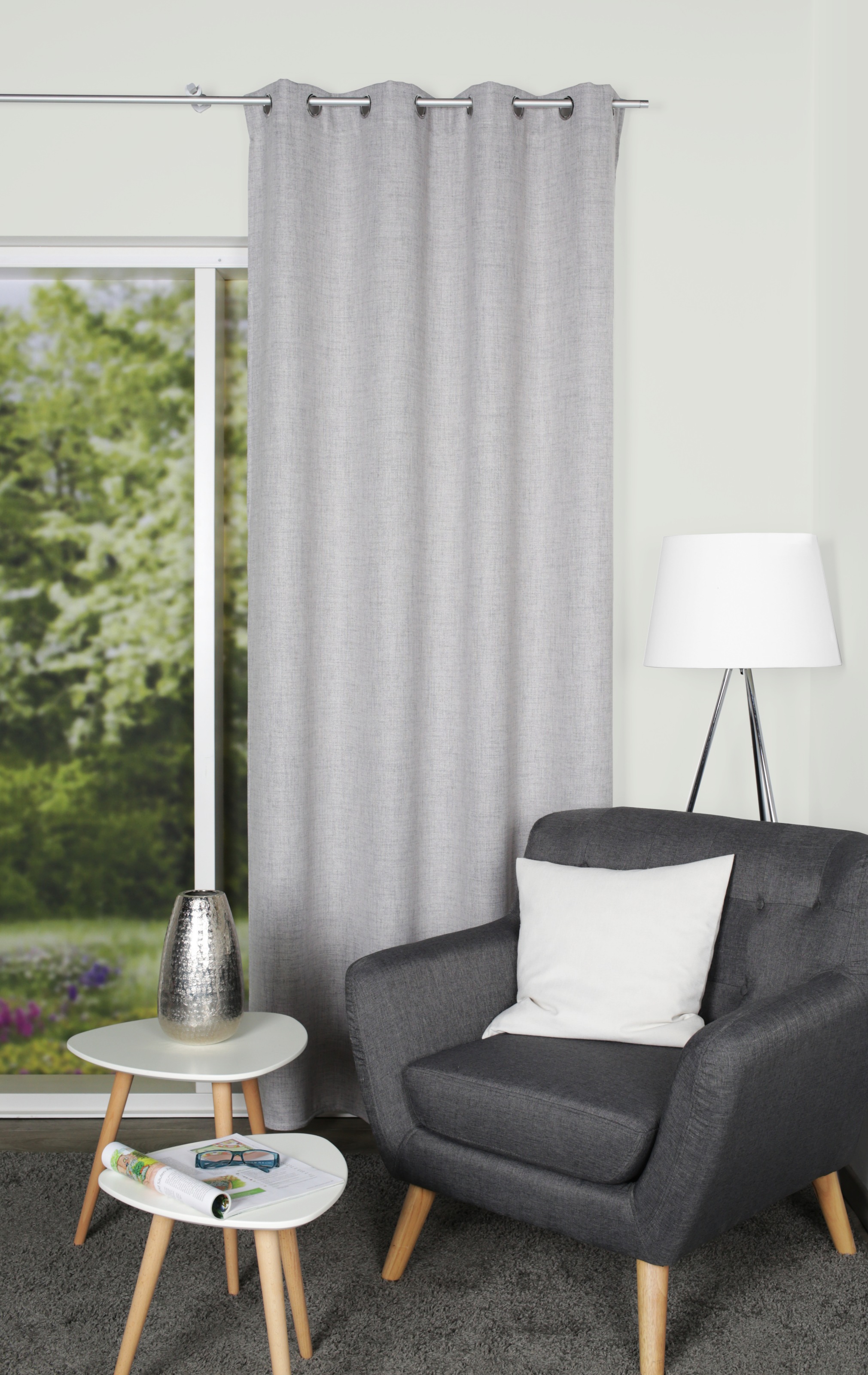 HOME WOHNIDEEN Gardine »LINORA« Ösen 1 Stk. tlg. DEKO, LEINENSTRUKTUR, UNI, günstig online kaufen