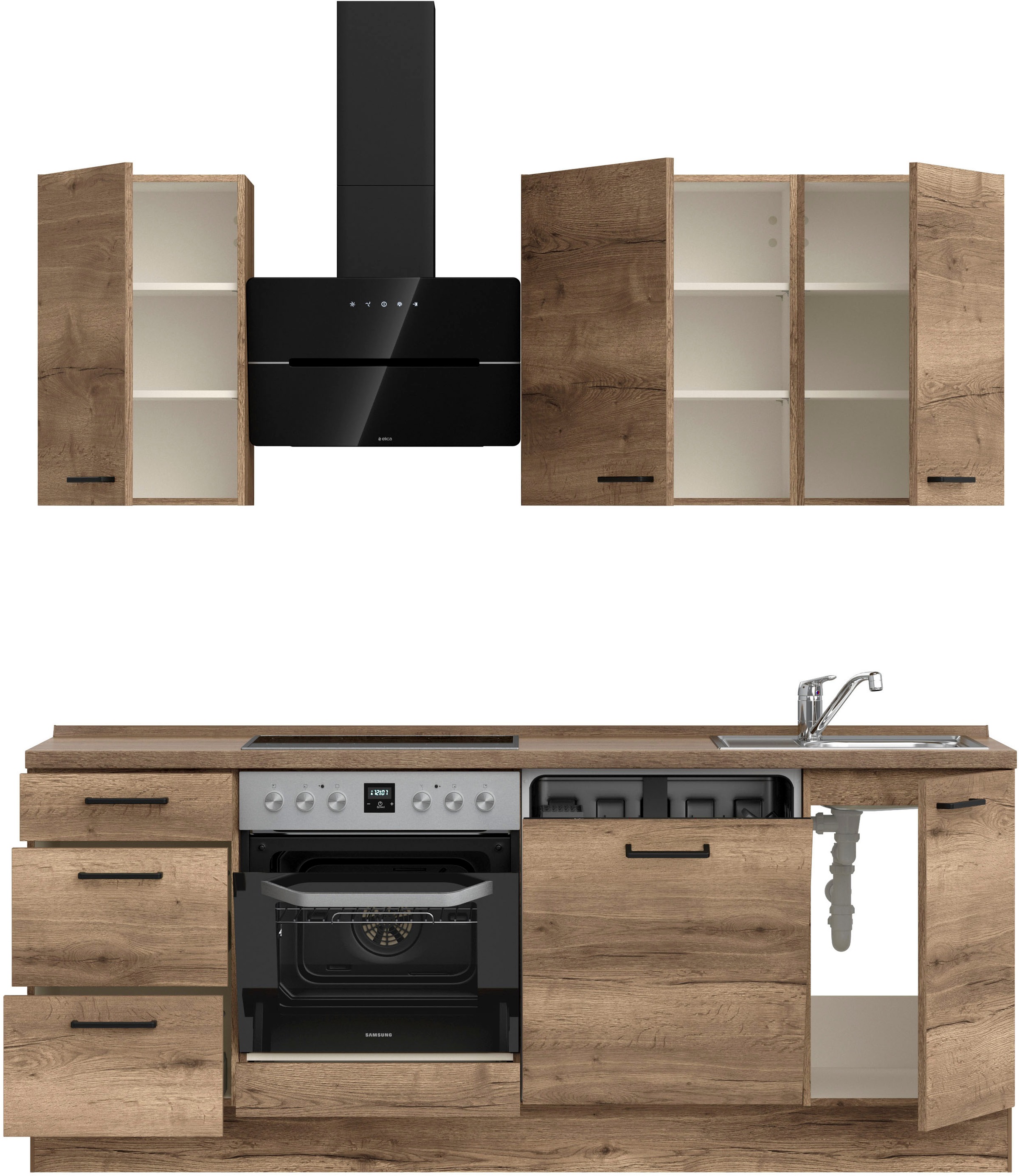 nobilia® Küchenzeile »"Structura II"«, vormontiert, Ausrichtung wählbar, Breite 210 cm, wahlw. mit E-Geräten