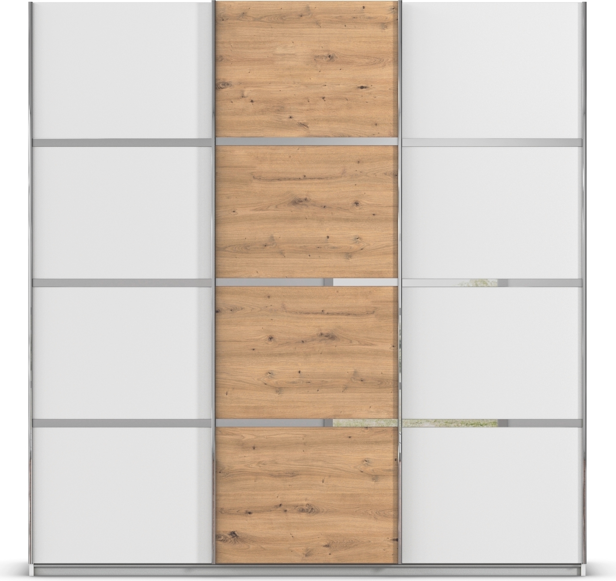 rauch Kleiderschrank »Schwebetürenschrank OTTO´s Choice Garderobe Schrank TOP ANGEBOT Avola«, (in 3 verschiedenen Ausstattungen BASIC/CLASSIC/PREMIUM), mit eleganten Zierleisten in Chrom, Schwarz oder Weiß MADE IN GERMANY