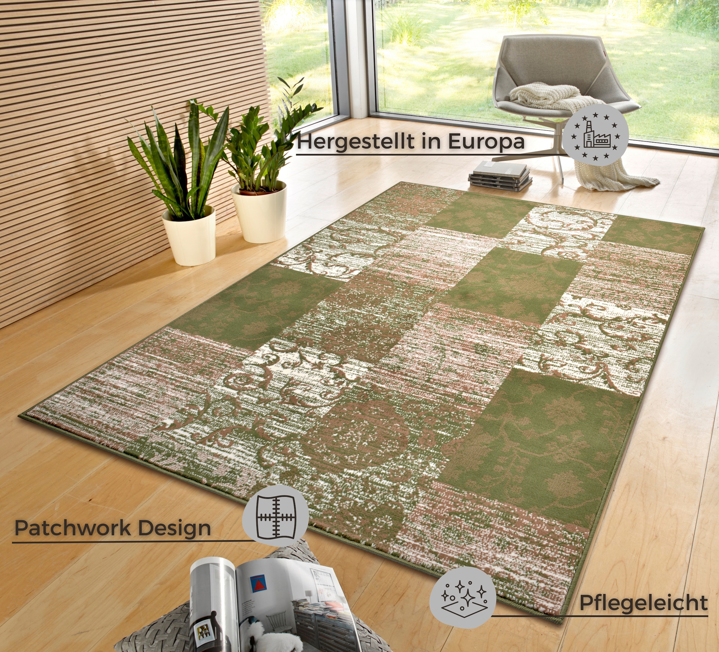 HANSE Home Teppich »Bloques«, rechteckig, 9 mm Höhe, Kurzflor, Weich, Mehrfarbig, Wohnzimmer, Schlafzimmer, Esszimmer
