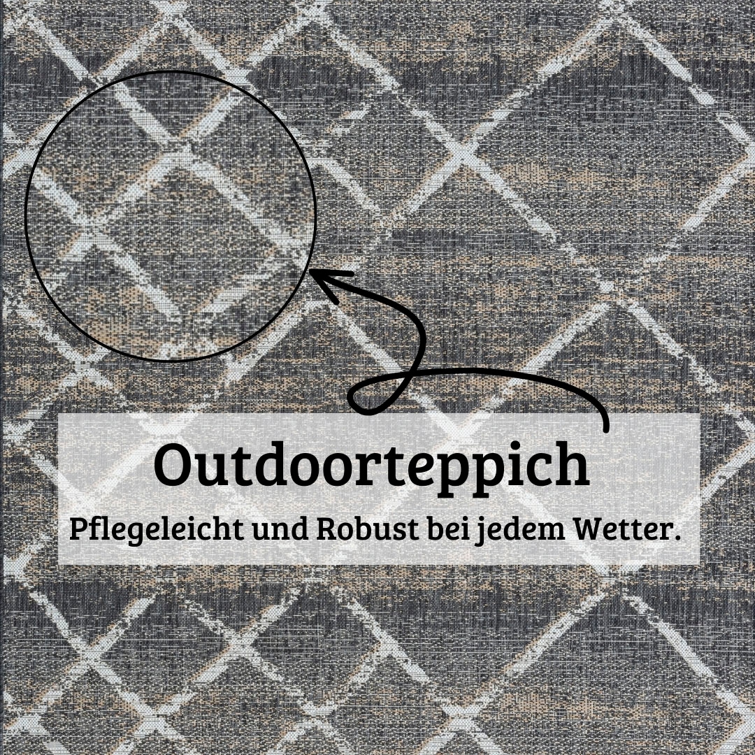 my home Teppich »Sorren Lagerräumung«, rechteckig, 8 mm Höhe, Rauten Muster, In- und Outdoor geeignet, Terrasse & Balkon