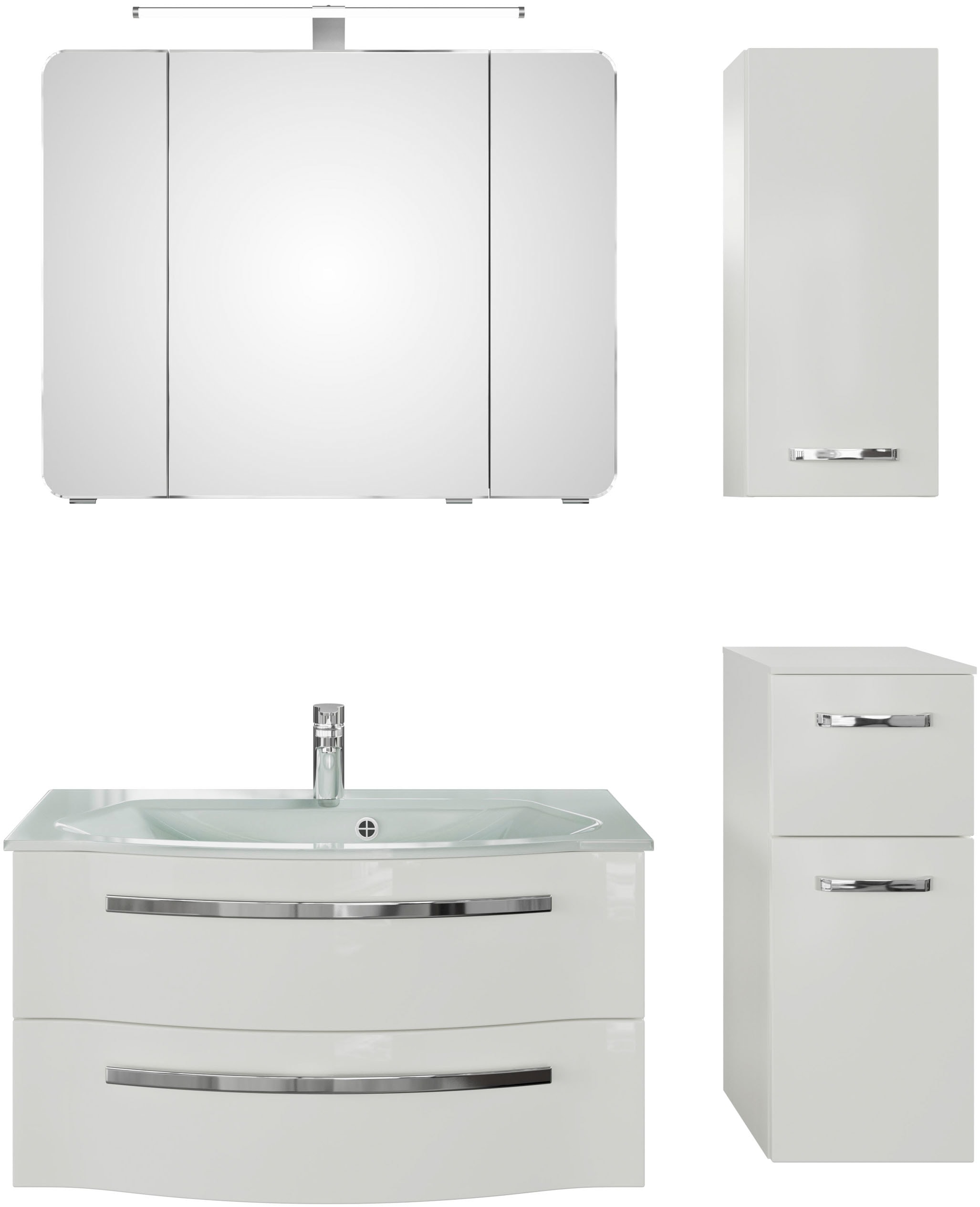 Saphir Badmöbel-Set »Serie 4005, vormontiert, Glaswaschbecken, Spiegelschra günstig online kaufen