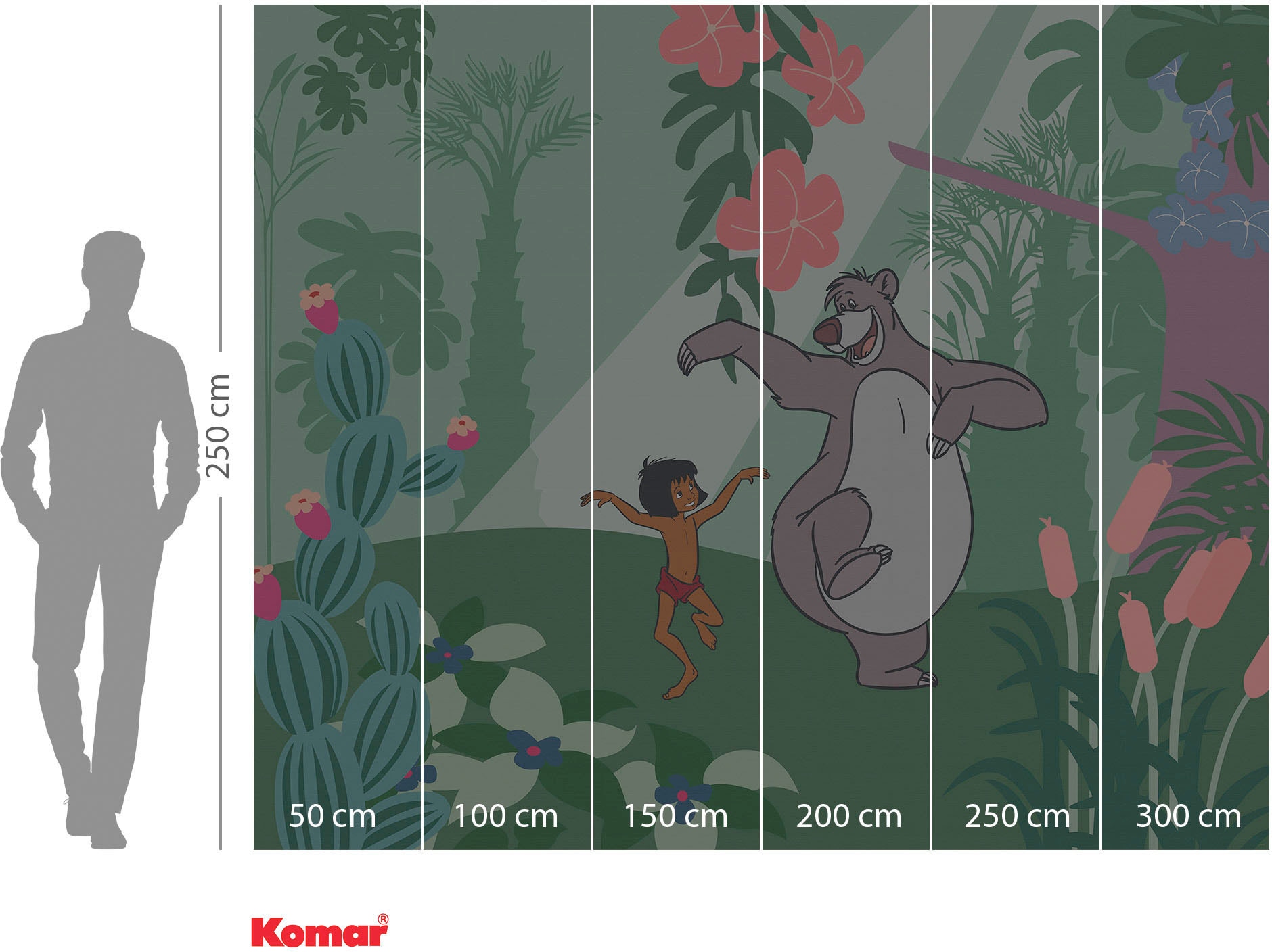Komar Fototapete »Digitaldruck Vlies - Jungle Book Just Kidding - Größe 300 x 250 cm«, bedruckt, Kinderzimmer