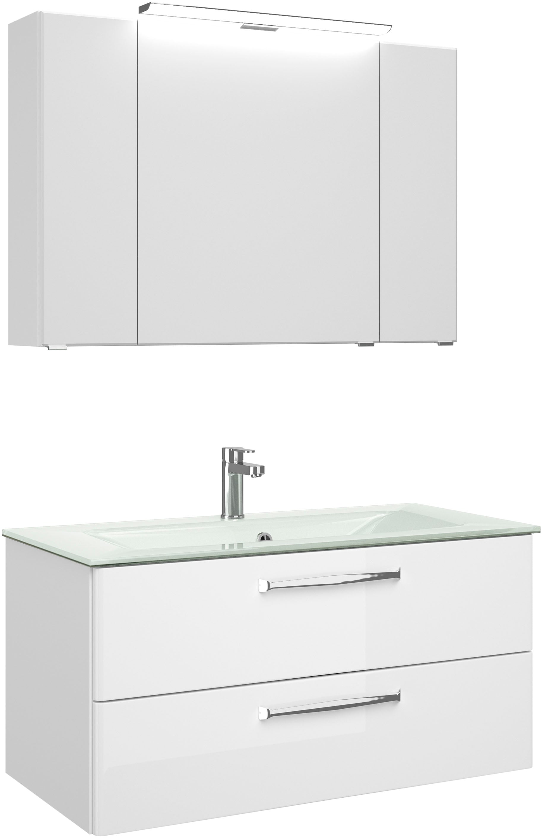 Saphir Badmöbel-Set »Trentino 2-teilig Glas-Waschtisch, Spiegelschrank mit günstig online kaufen