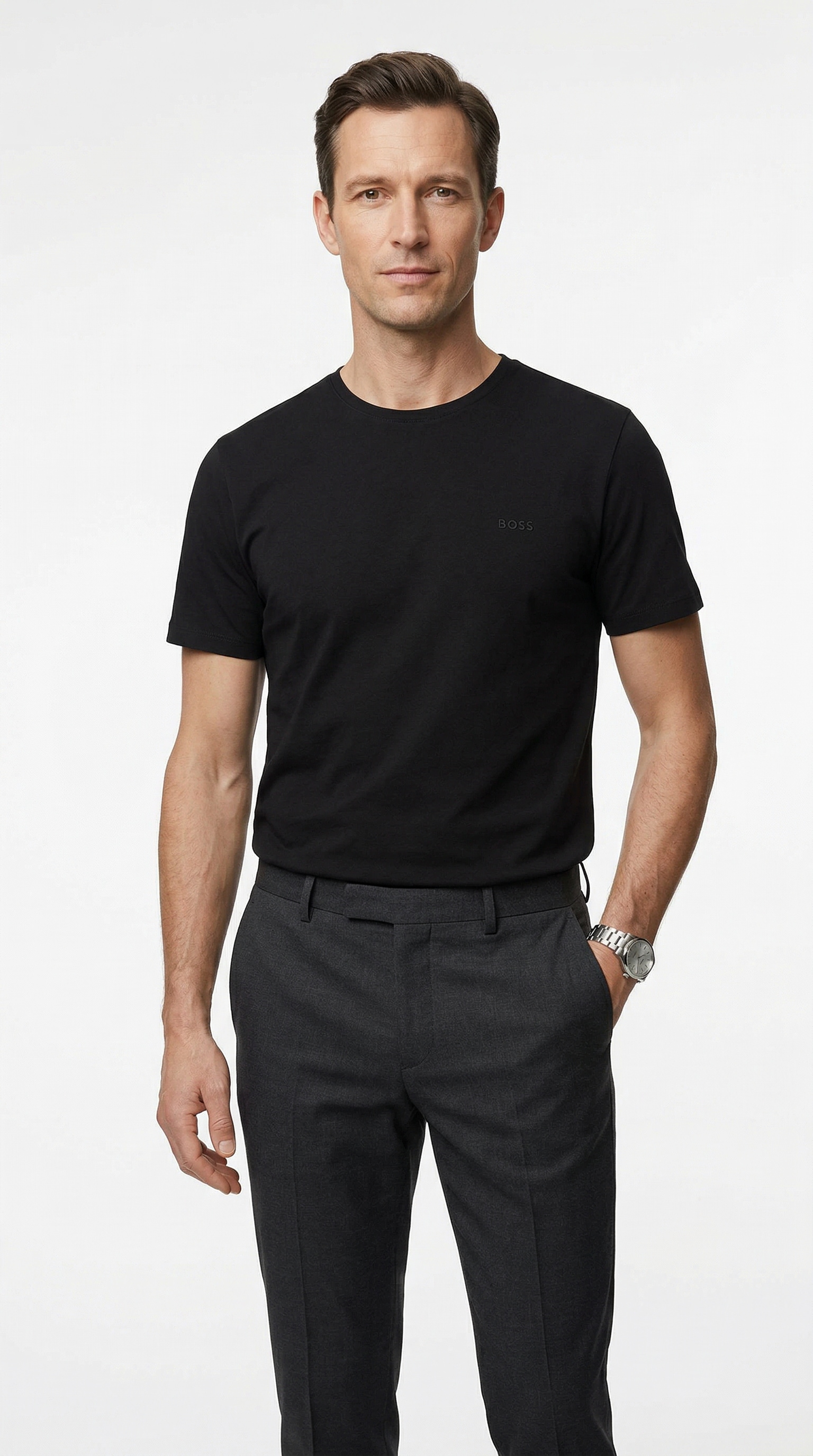 BOSS Rundhalsshirt »TShirtRN 2P Comfort« Packung, 2er Pack, 2 Stk. mit Ton-in-Ton BOSS Logo-Schriftzug