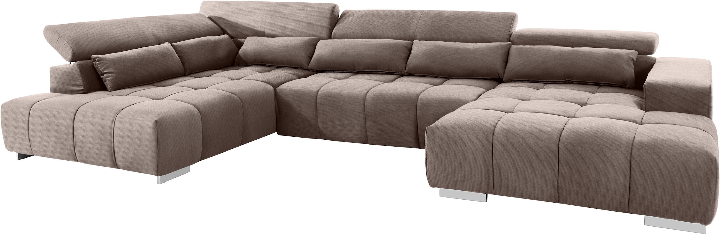 COTTA Wohnlandschaft »Orion U-Form«, mit Kopfteilverstellung & 6 Nierenkissen