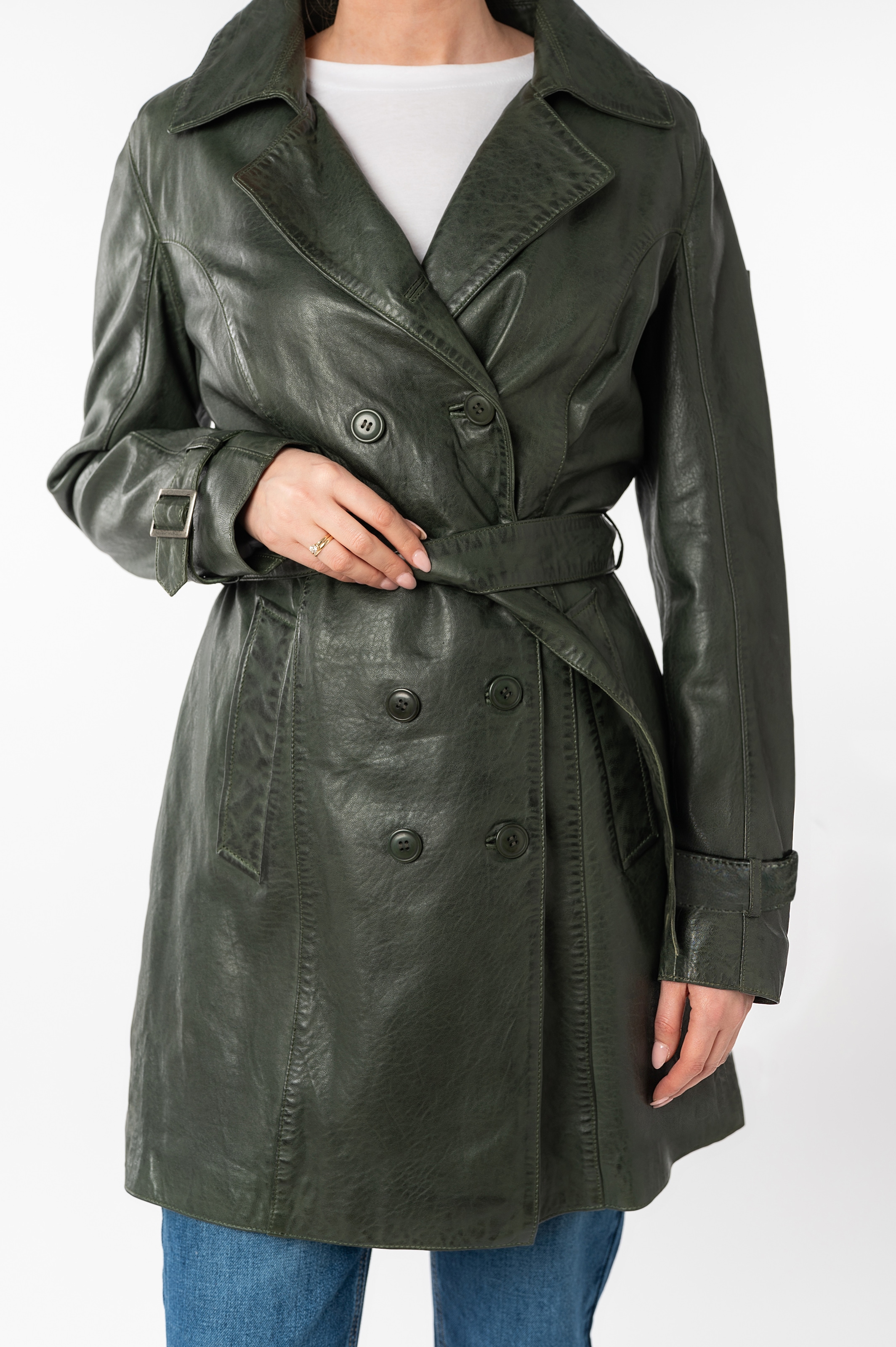 Mauritius Ledermantel »GWTaresa«, (2 tlg., mit Bindegürtel), Leder-Trenchcoat mit Bindegürtel