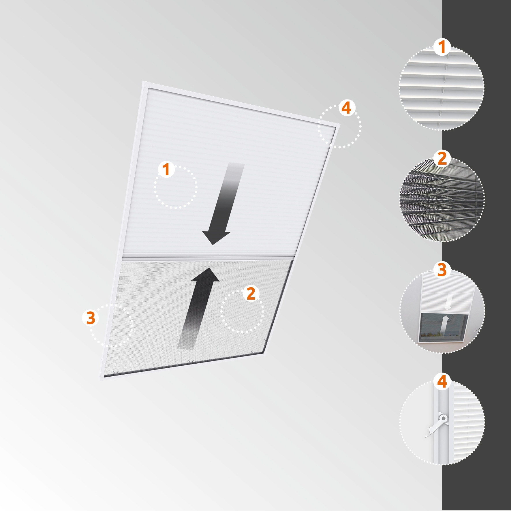 Windhager Insektenschutzrollo »für Dachfenster, 2in1 EXPERT«, transparent, mit Plissee, BxH: 110x160 cm