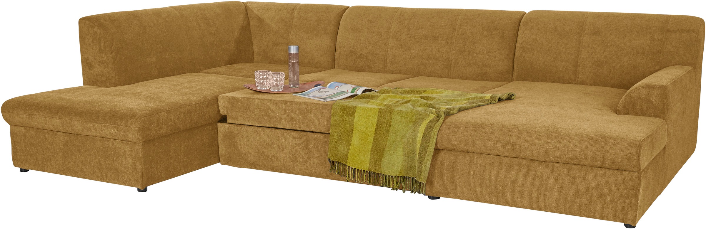 DOMO collection Wohnlandschaft »Topper, elegant und zeitlos, komfortabel, U-Form«, wahlweise mit Bettfunktion