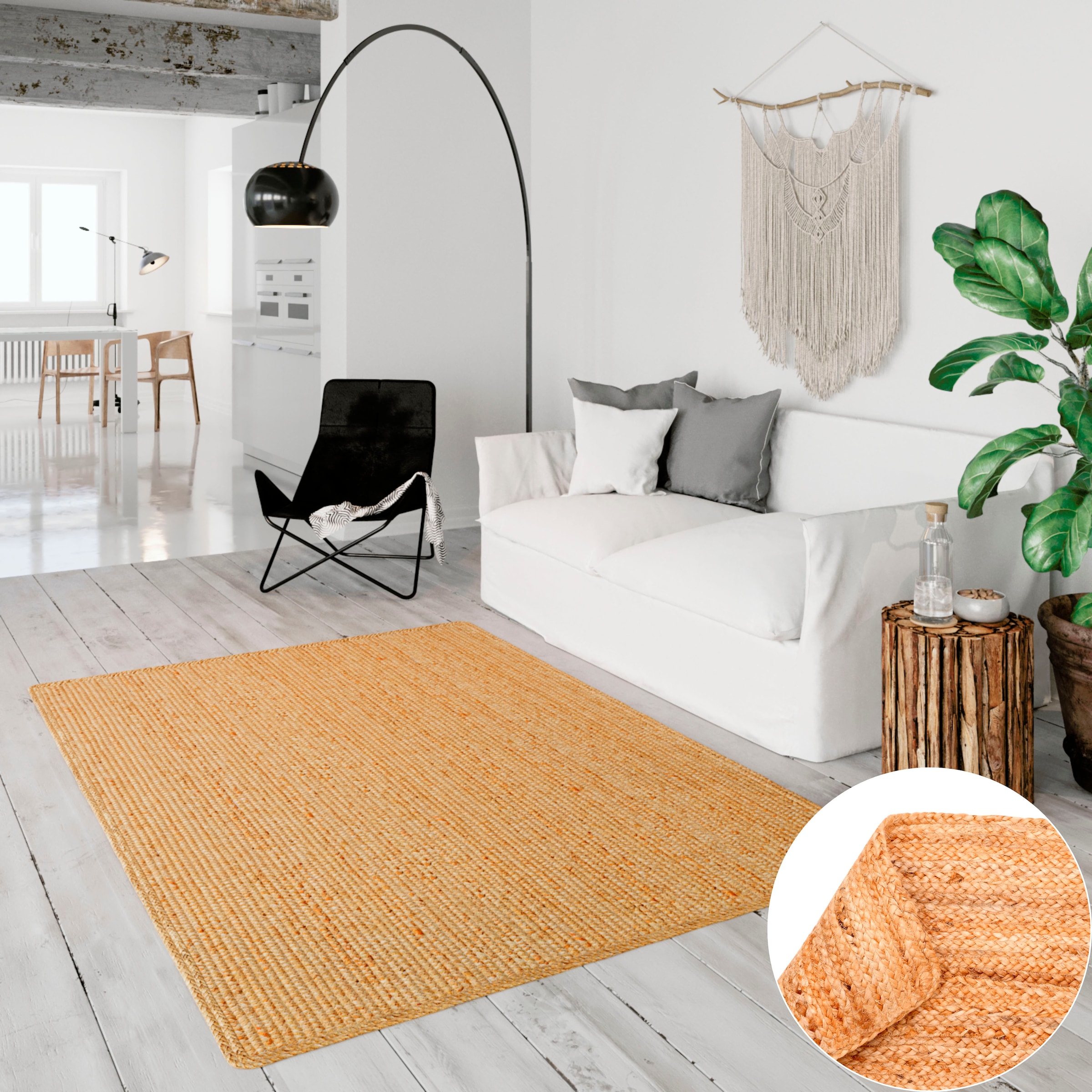 OTTO home Teppich »Bjarka« rechteckig 10 mm Höhe meliert, 100% Jute, handge günstig online kaufen