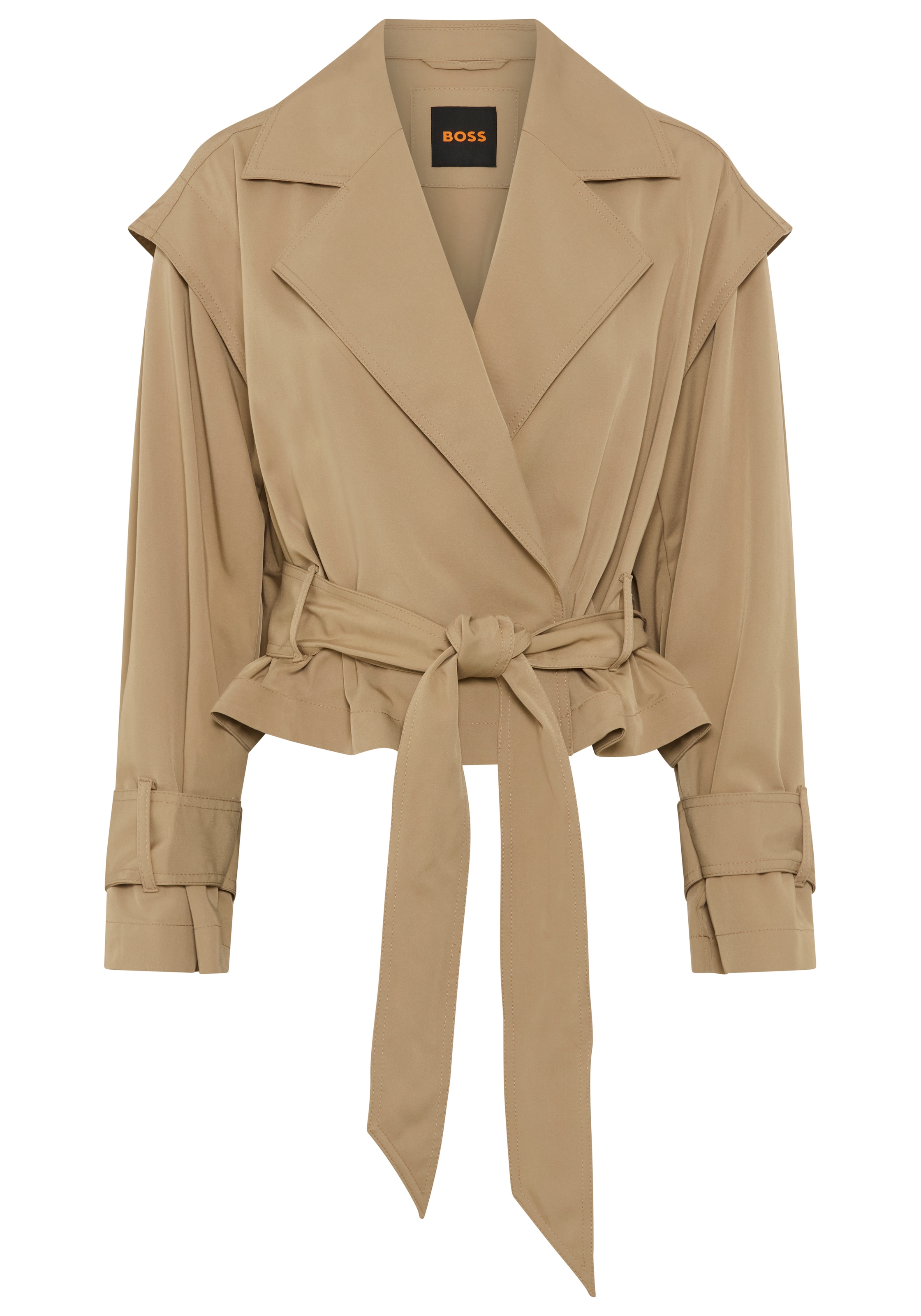 BOSS ORANGE Kurzjacke »Jophelia Premium Damenmode« aus softem Materialmix, mit Bindegürtel