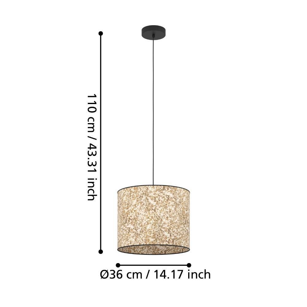 EGLO Hängeleuchte »BUTTERBURN«, 1 flammig, Leuchtmittel E27 | ohne Leuchtmittel, Pendelleuchte, Esszimmerlampe, Textil mit Birkenblättern, Ø 36cm