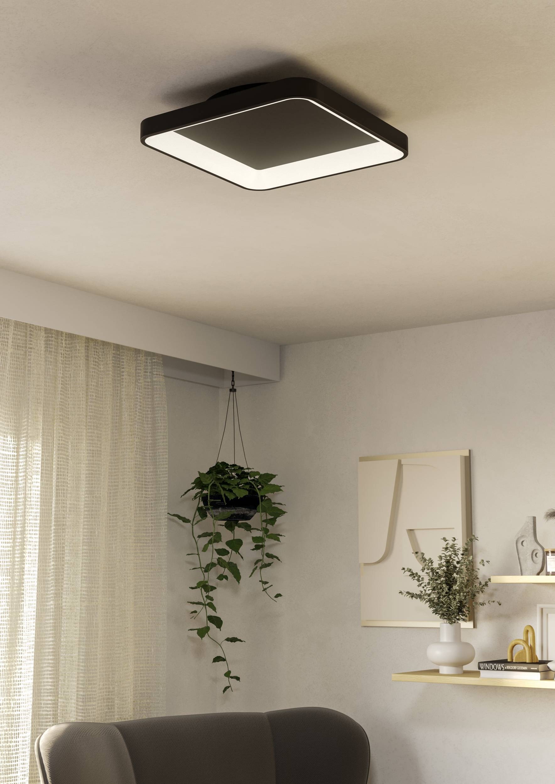 EGLO Deckenleuchte »Loretello Deckenlampe, Wohnzimmerlampe, Metall und Kunststoff, Lampe« LED-Modul 1 Stk. Kaltweiß | Neutralweiß | Warmweiß Wand-/Deckenleuchte - L35 x B35 x H7,5 cm - schwarz - 12W inkl.