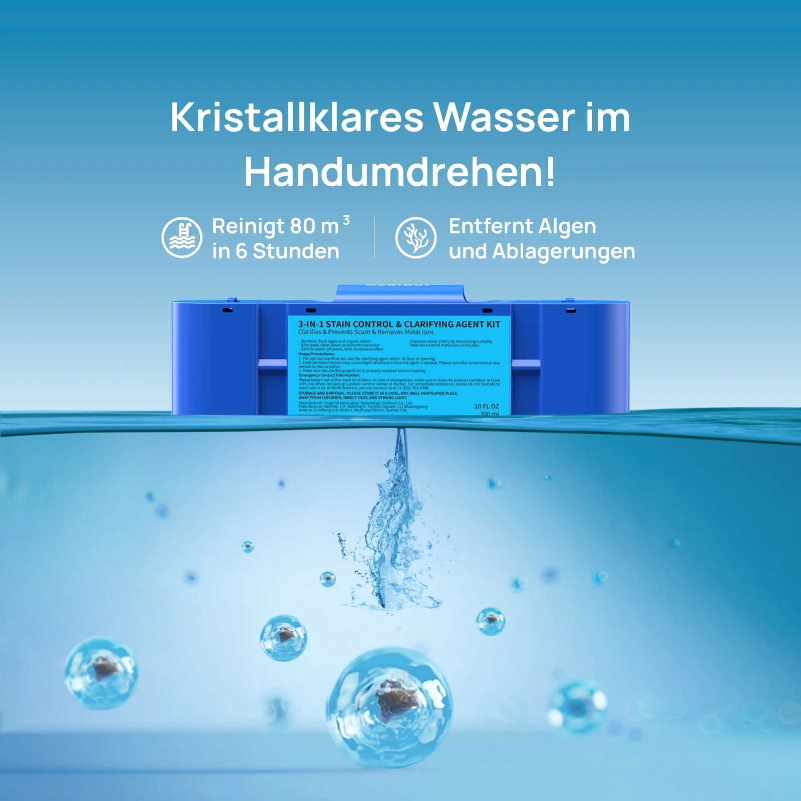 Beatbot Pool-Filterkartusche »Flockkartusche AquaRefine und Klärmittel« 2x 300 ml, 