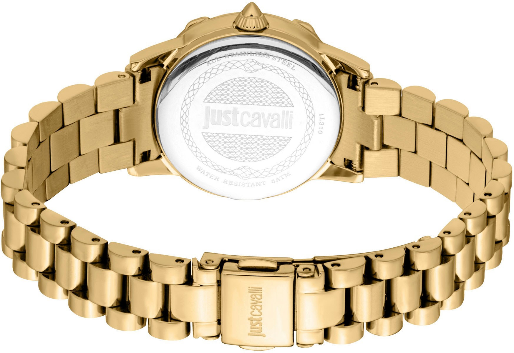 Just Cavalli Time Quarzuhr »Snake« Armbanduhr,Damenuhr,Edelstahlband,Perlmutt-Zifferblatt,Kristallsteine