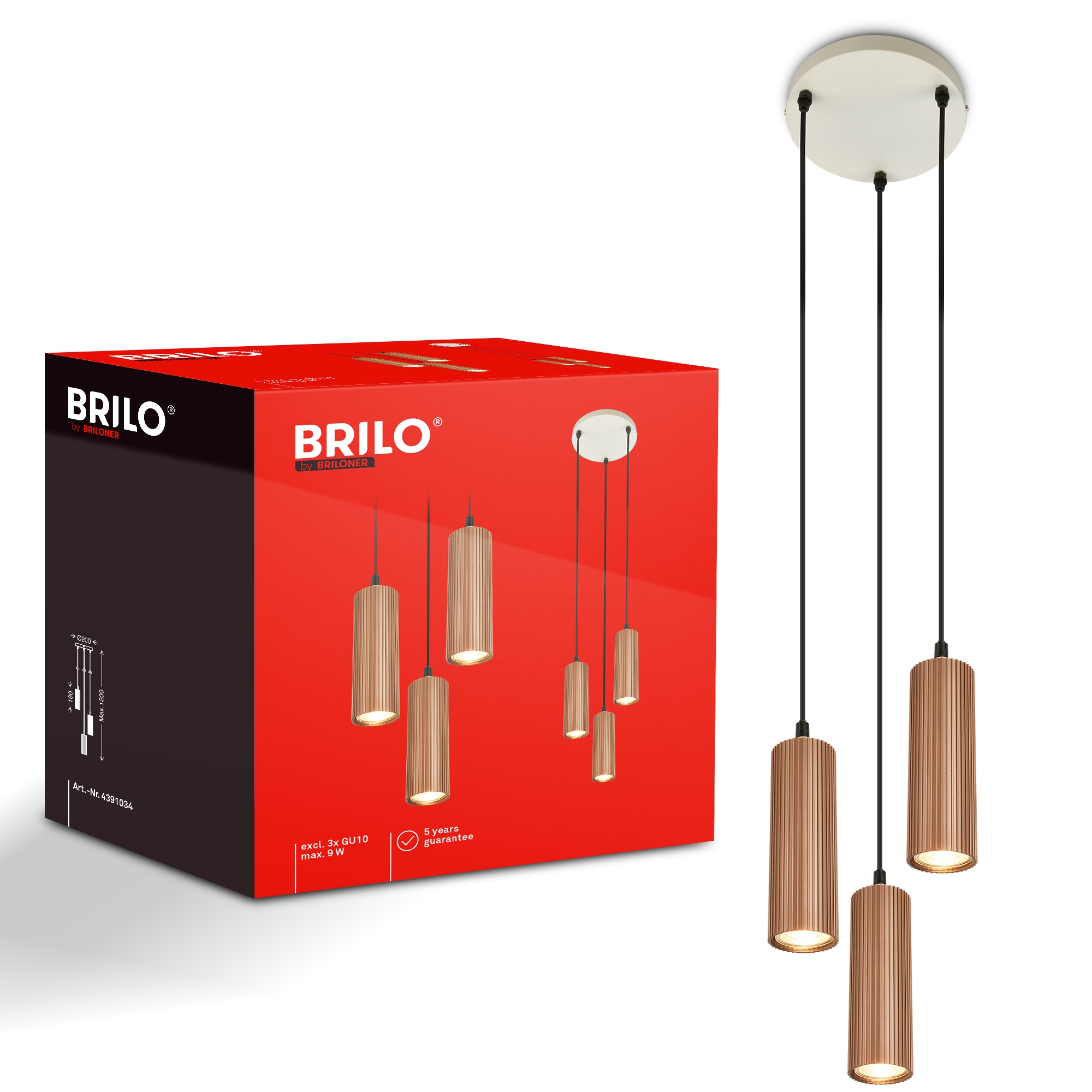 Briloner Leuchten LED Pendelleuchte »IDA« GU10 Ø21,5 cm, Esszimmer, Esstisch, Wohnzimmer