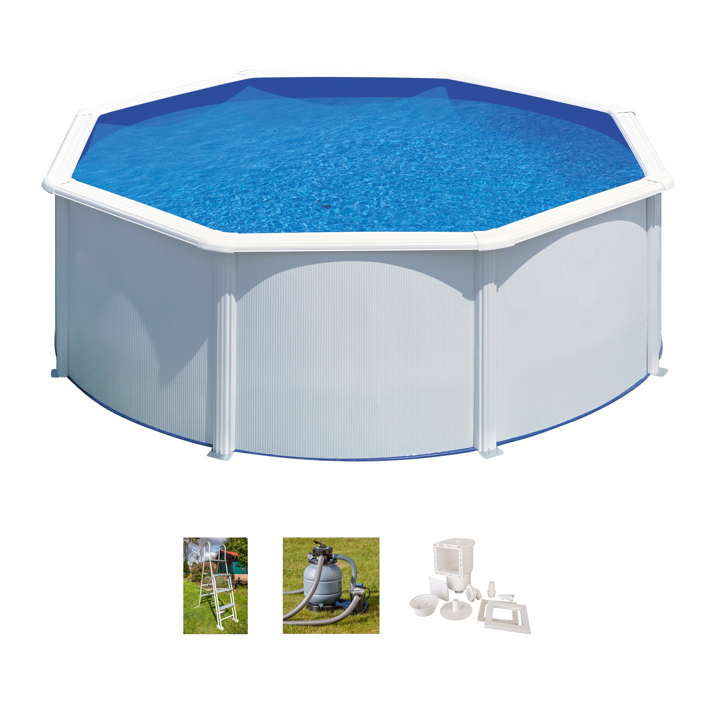 Gre Rundpool »FIDJI inkl. Zubehör«, (Set, 4 tlg.), Höhe: 120 cm, in versch. Größen erhältlich