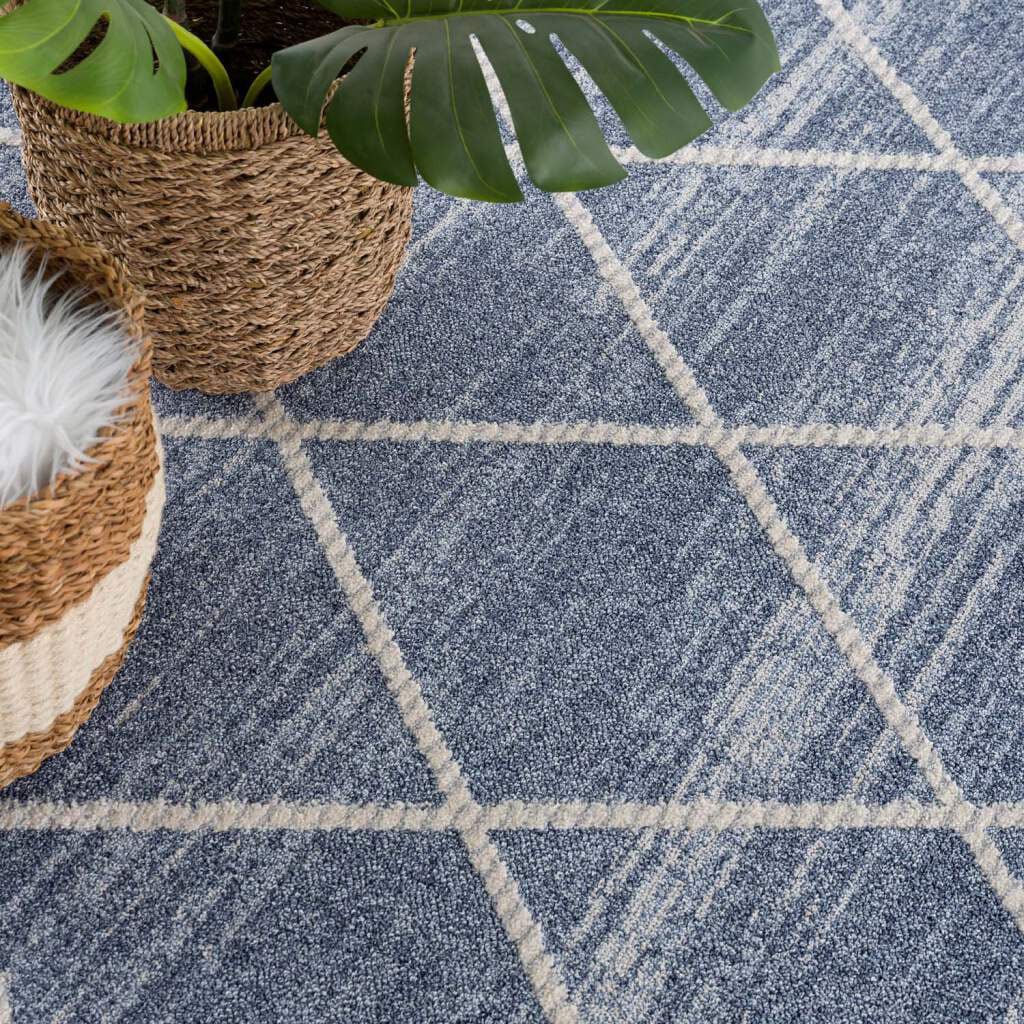 Carpet City Teppich »Art 2646«, rechteckig, 7 mm Höhe, Läufer, Kurzflor, mit Kettfäden, Rauten-Optik, Fransen