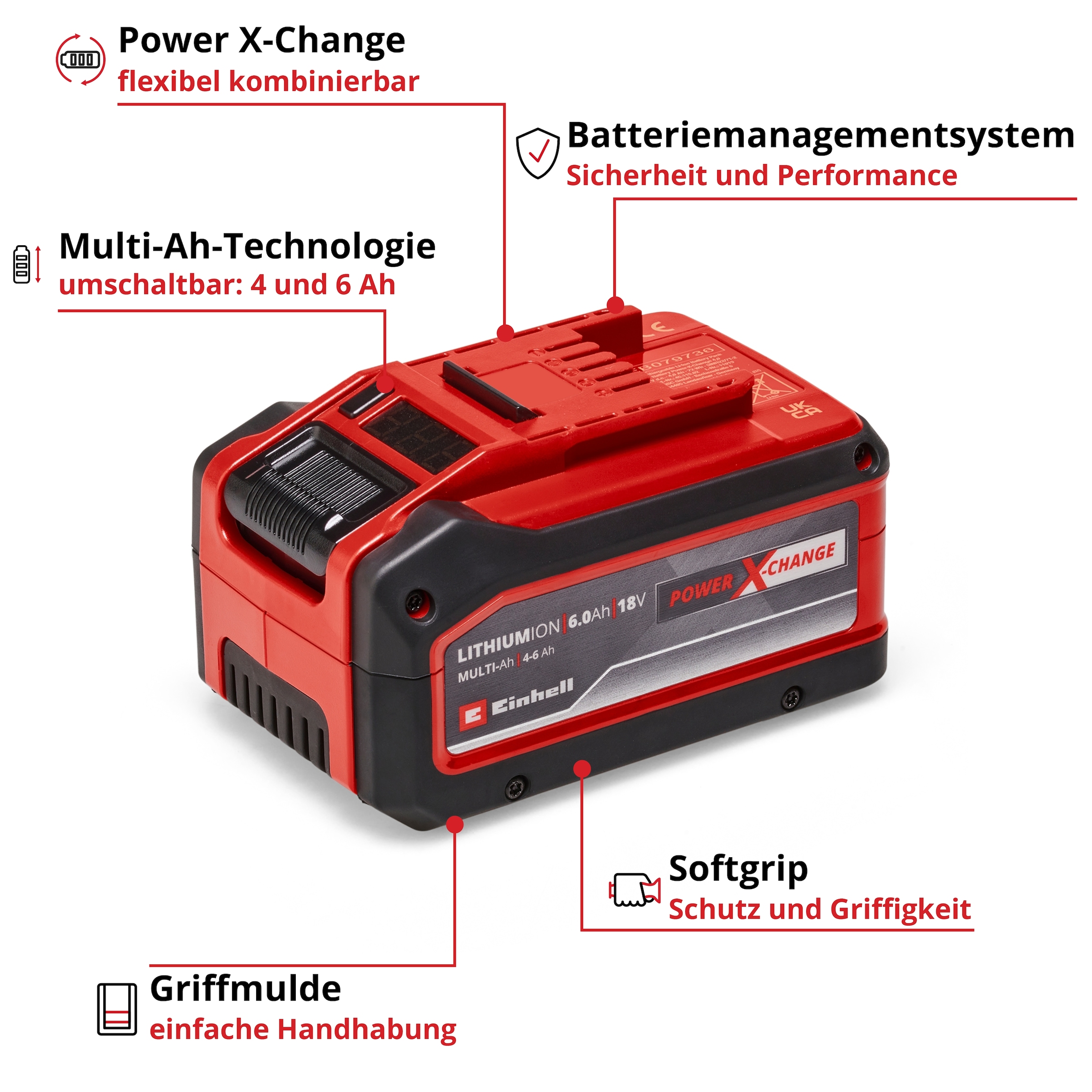 Einhell Akku »»Multi-Ah PXC Plus««, 18 V, umschaltbar: 4 und 6 Ah