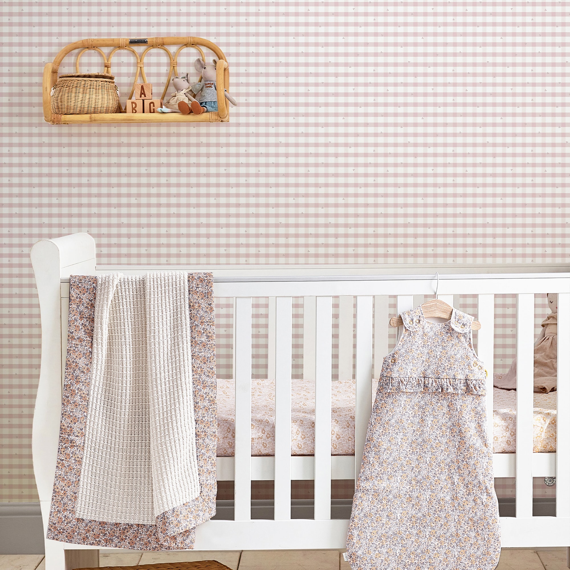 LAURA ASHLEY Vliestapete »Gingham Pale Amethyst Purple« floral texturiert 10mx52cm