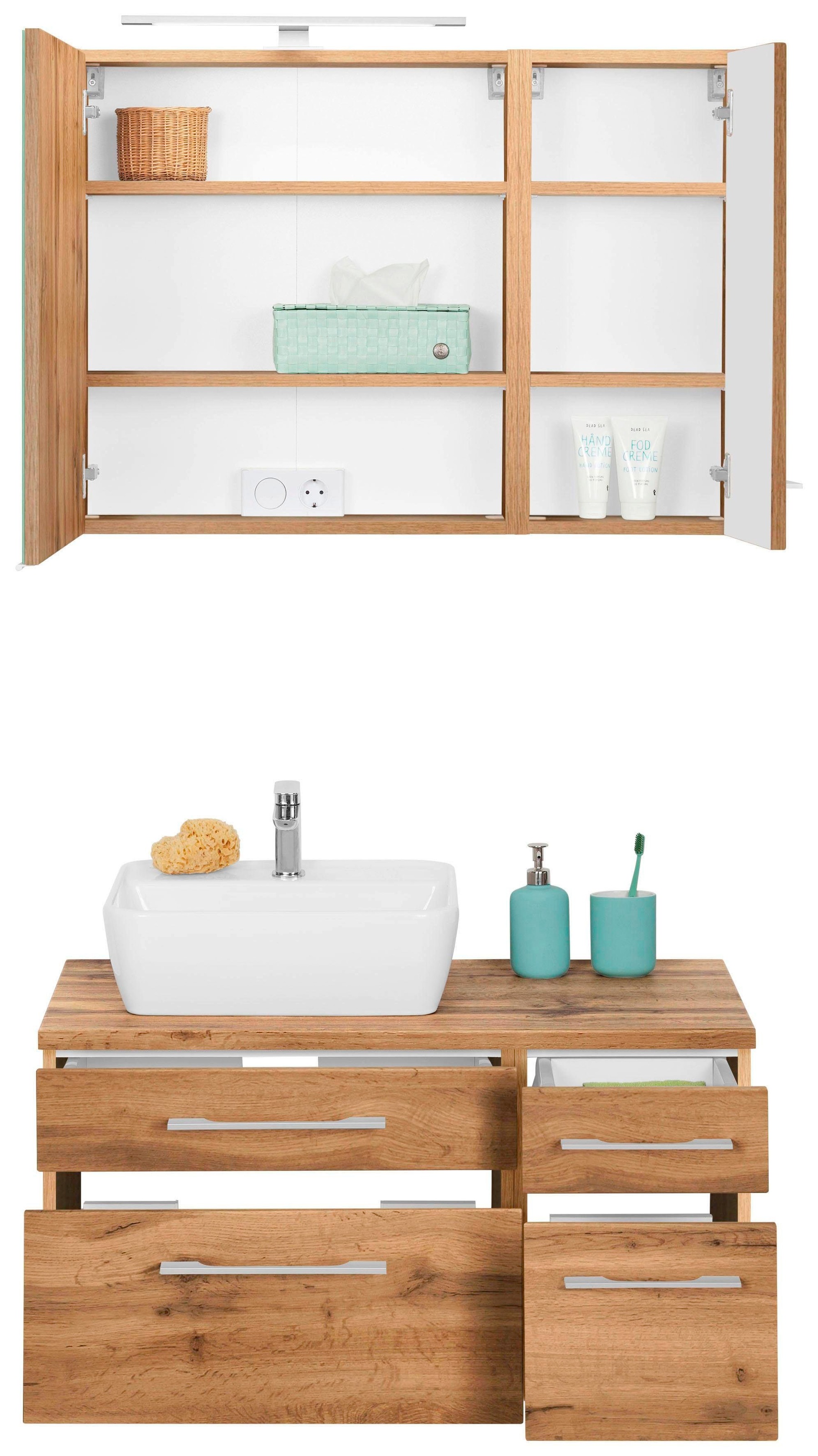 welltime Badmöbel-Set »Davos«, (3 St.), Breite 50 cm, mit extra Regal günstig online kaufen