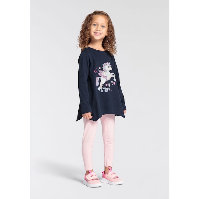 KIDSWORLD Langarmshirt & Leggings »EINHORN«, (Set, 2 tlg.), Zipfelshirt +  Leggings für kleine Mädchen online bei