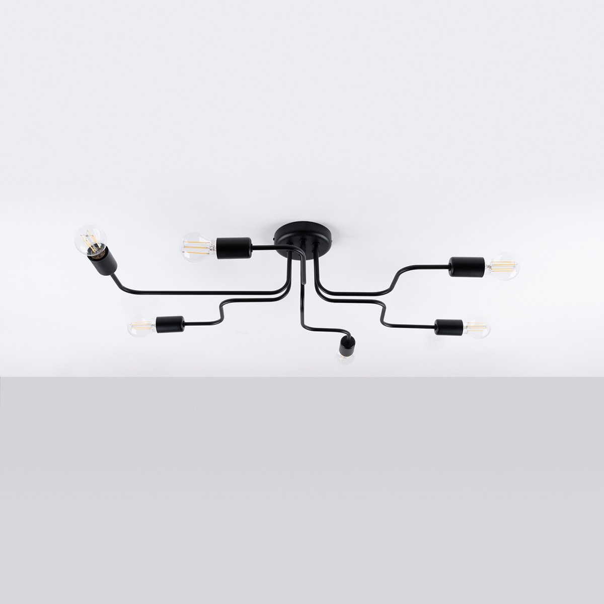 SOLLUX lighting Deckenleuchte »Kronleuchter VECTOR 6 schwarz«, 6 flammig, L günstig online kaufen