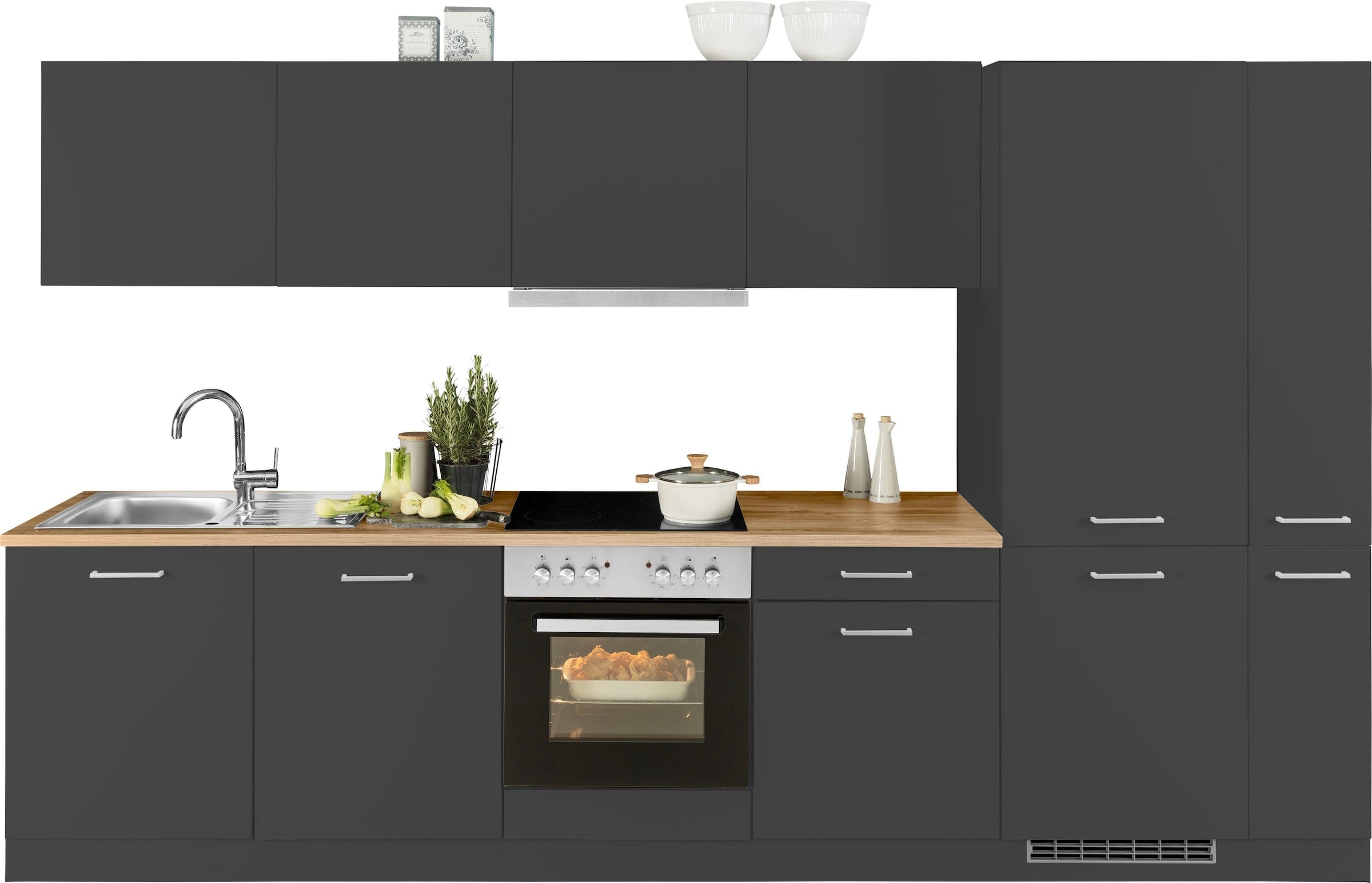 KOCHSTATION Küchenzeile »KS-Kehl«, mit E-Geräten, Breite 330 cm, inkl. Kühl günstig online kaufen